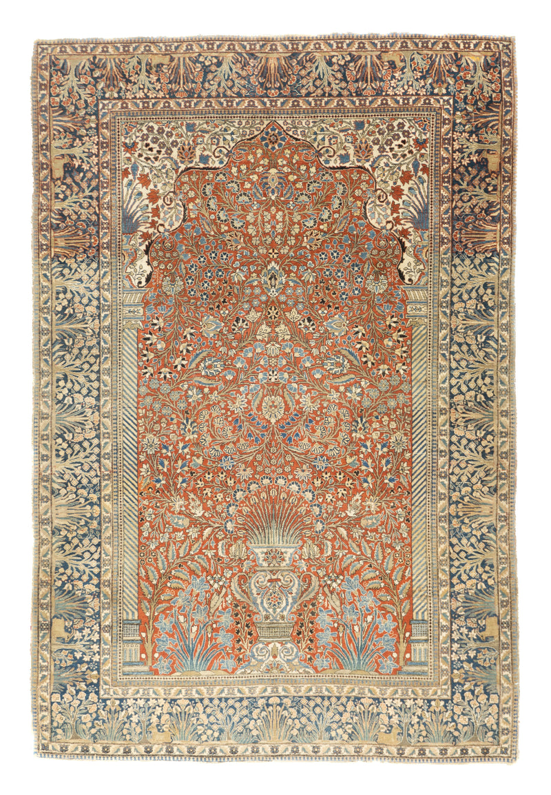 Antique Mohtasham Kashan Rug 4'5'' x 6'7''