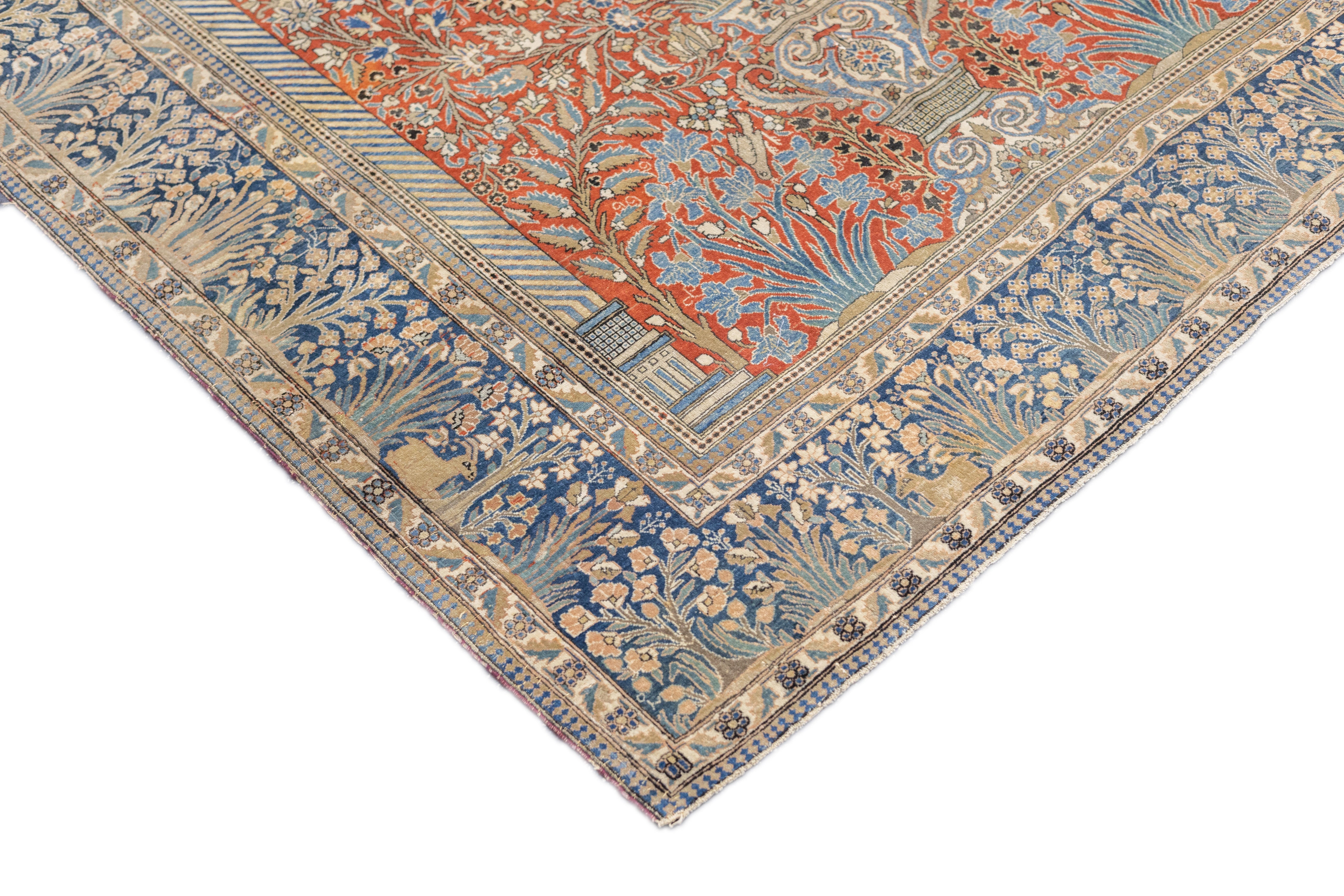 Antique Mohtasham Kashan Rug 4'5'' x 6'7''