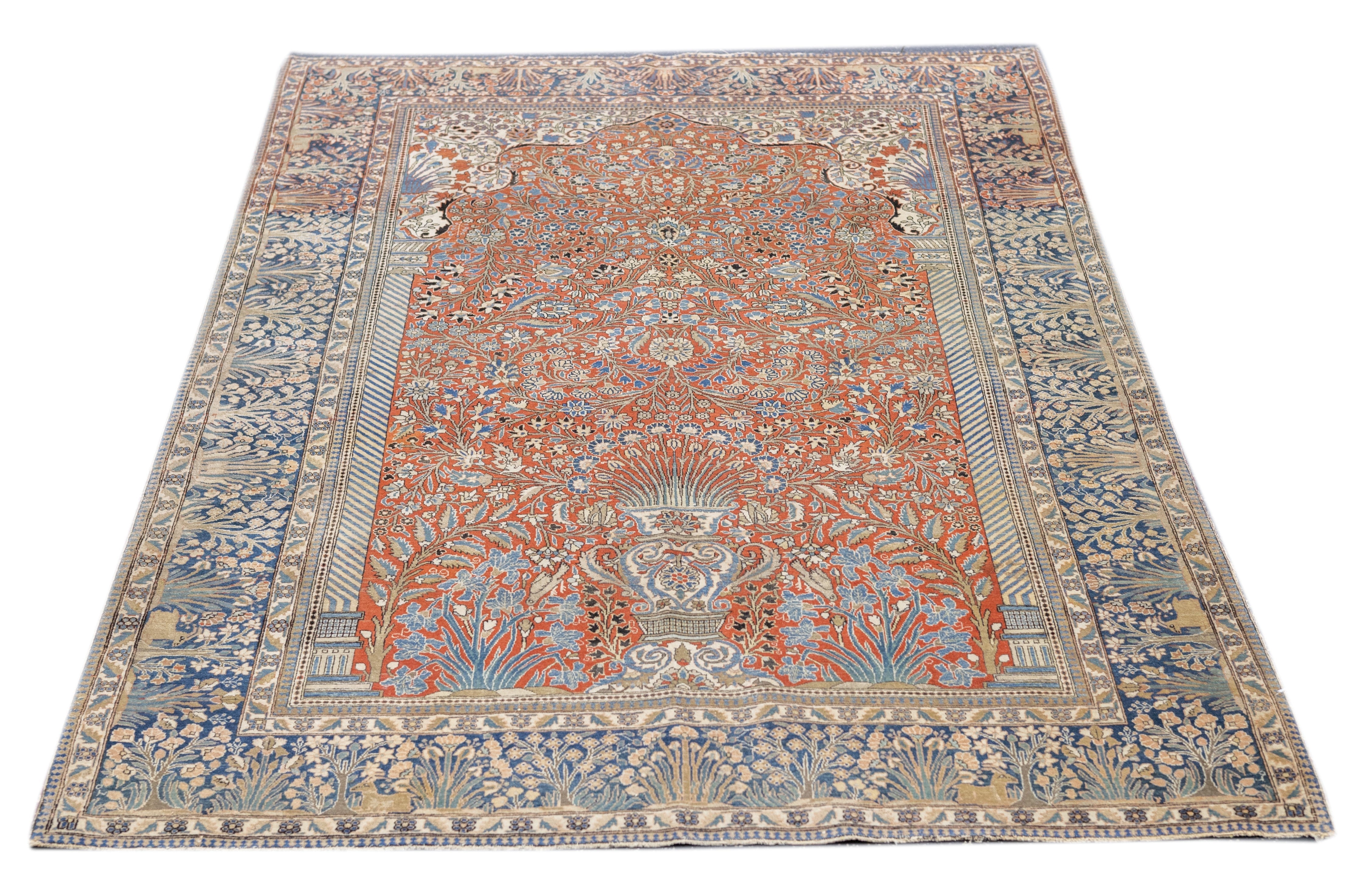 Antique Mohtasham Kashan Rug 4'5'' x 6'7''