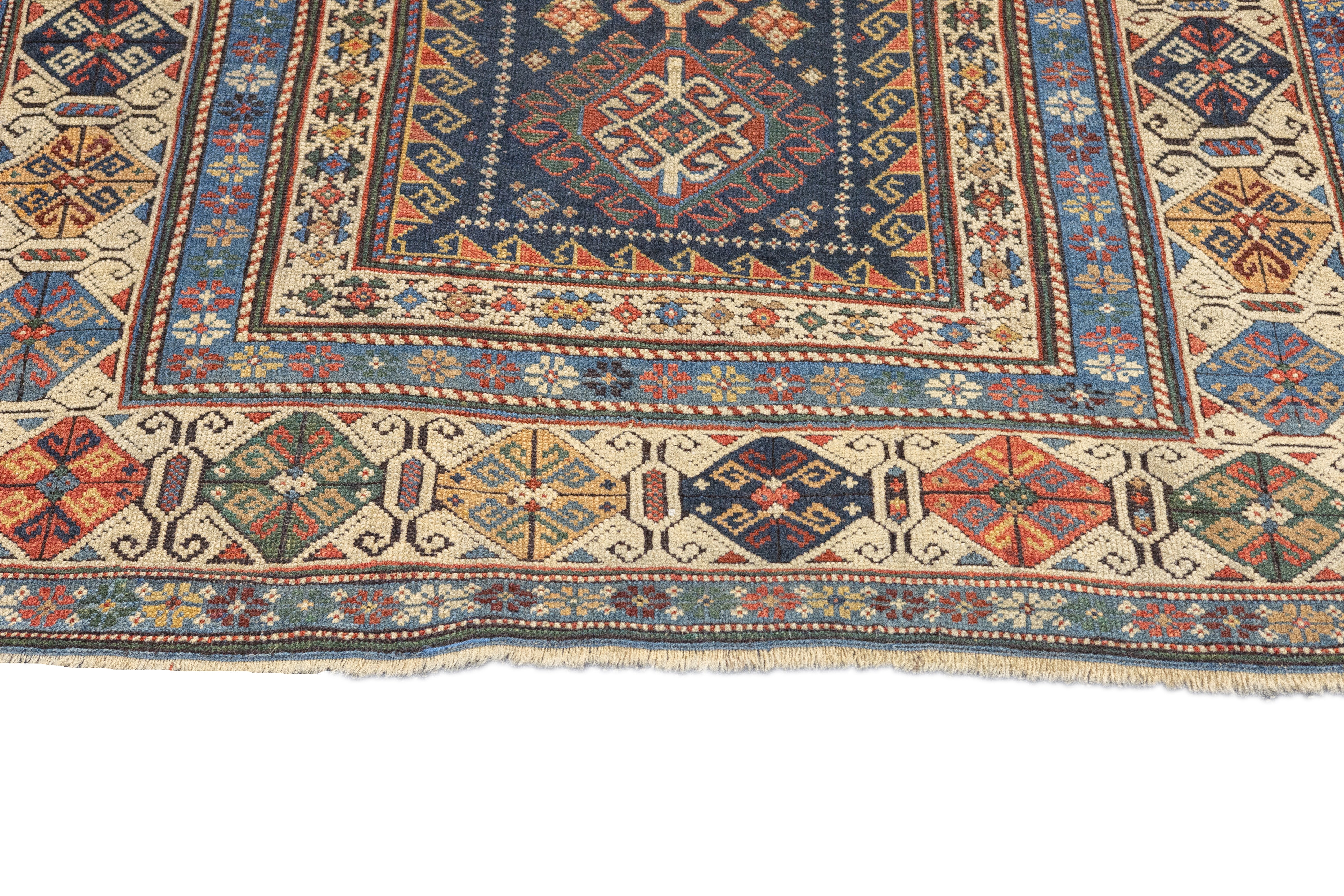 Antique Caucasian Kuba Rug 4'0" x 4'9''