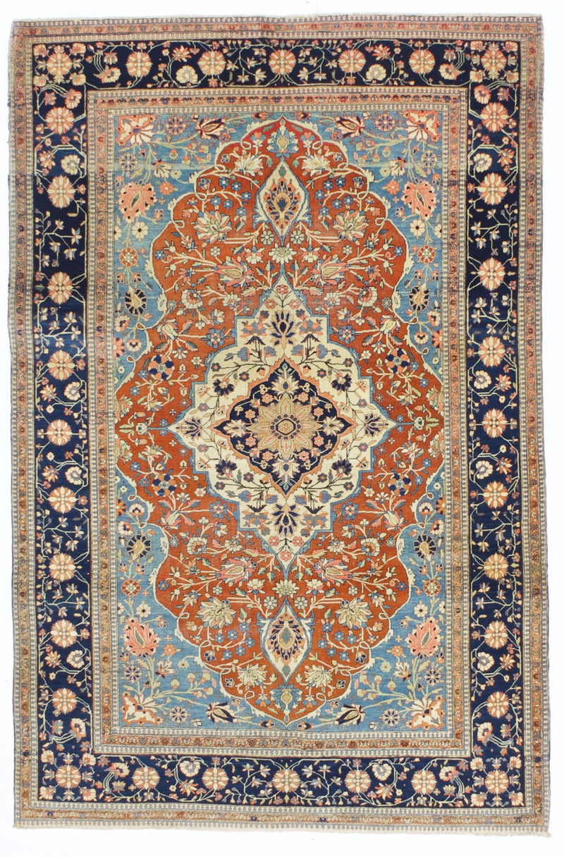 Antique Mohtasham Kashan Rug 4' 4'' x 6' 9''