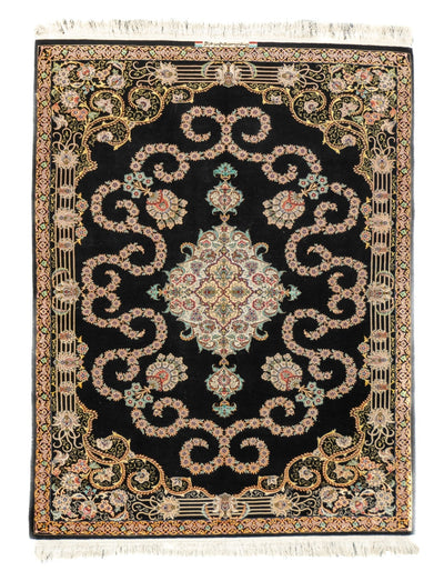 Extremely Fine  Isfahan Wool and Silk Rug 5'3'' x 6'10''