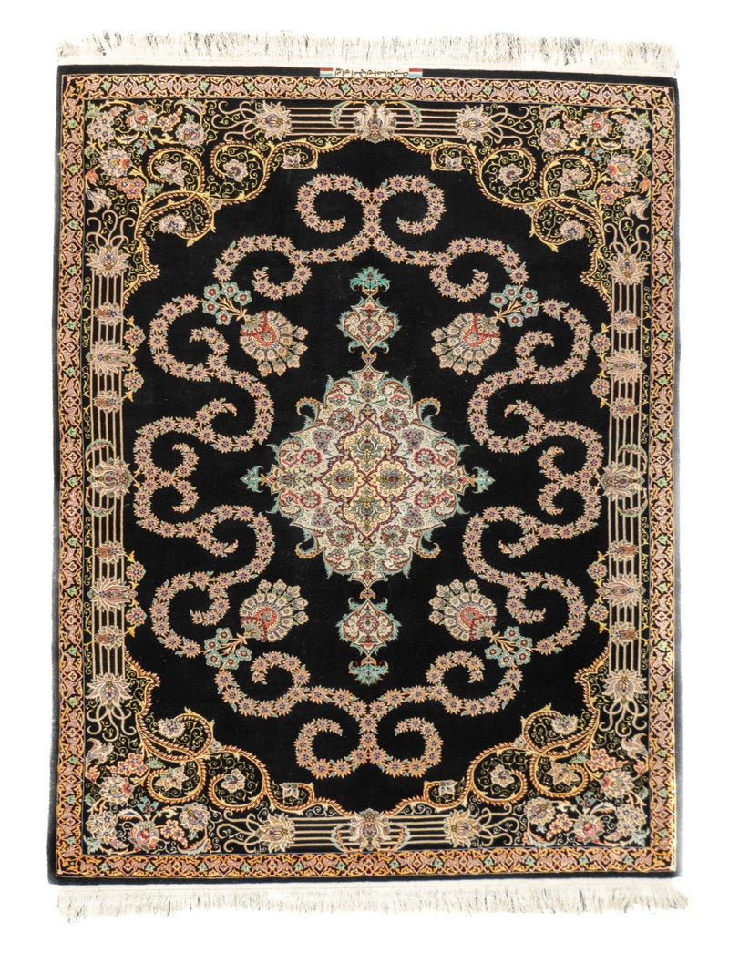 Extremely Fine  Isfahan Wool and Silk Rug 5'3'' x 6'10''
