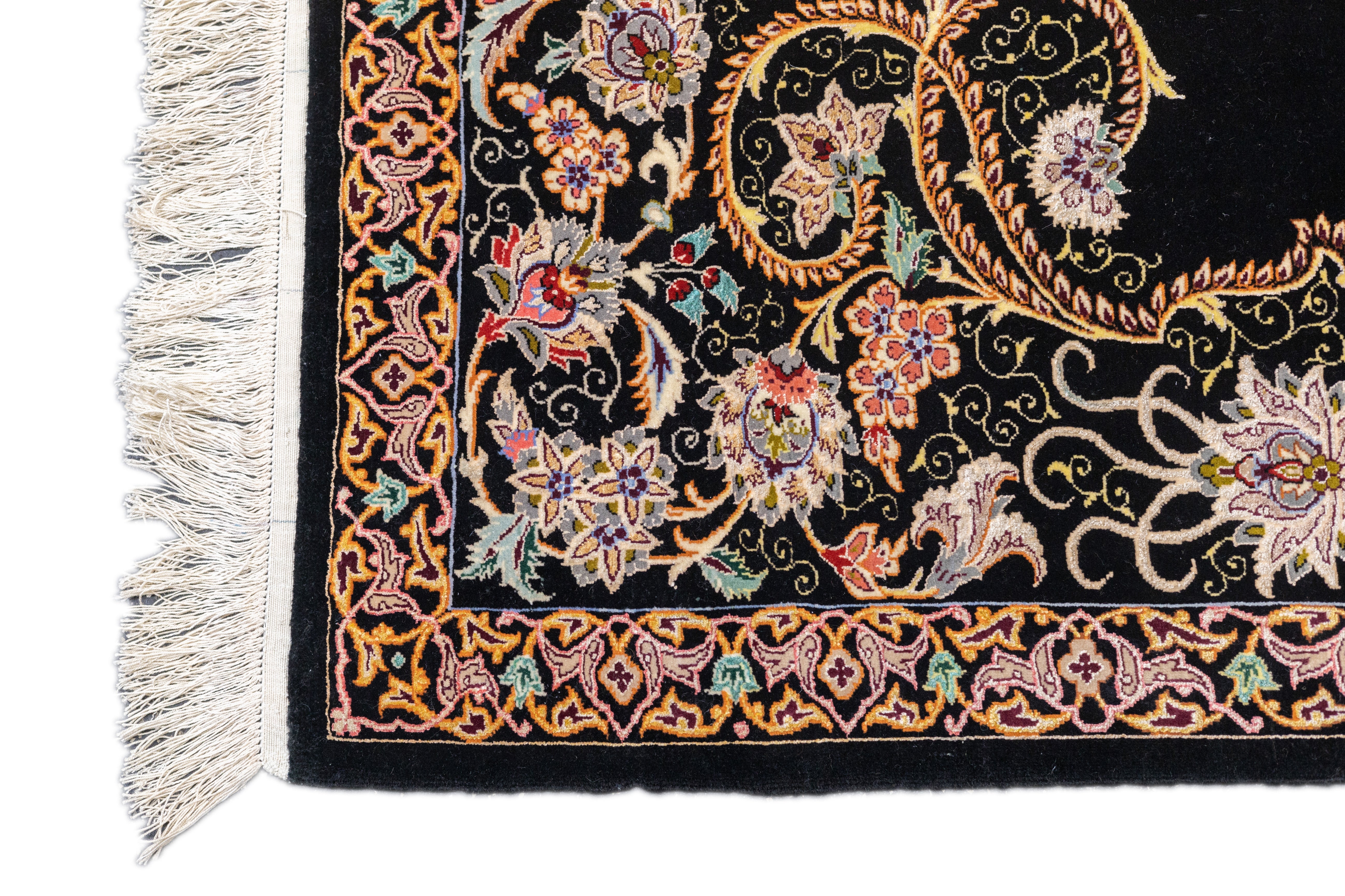 Extremely Fine  Isfahan Wool and Silk Rug 5'3'' x 6'10''