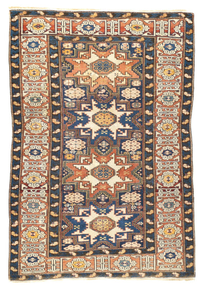 Antique Caucasian Lezgi Rug 3'7'' x 5'1''