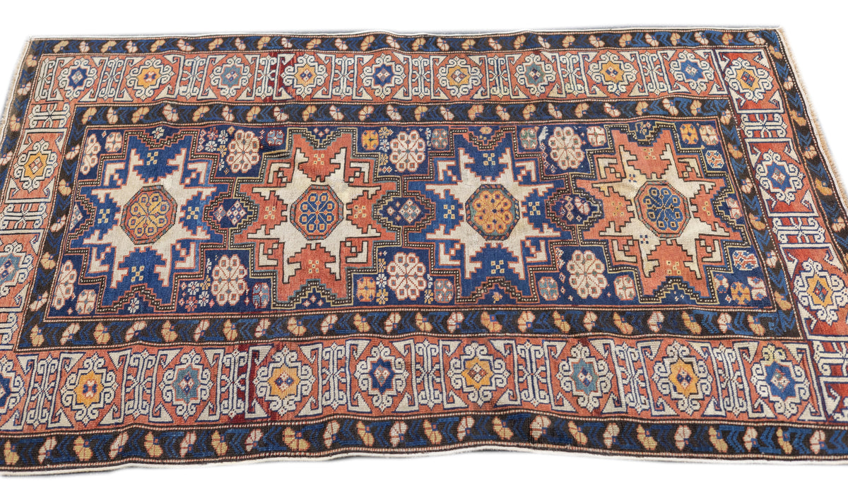 Antique Caucasian Lezgi Rug 3'7'' x 5'1''