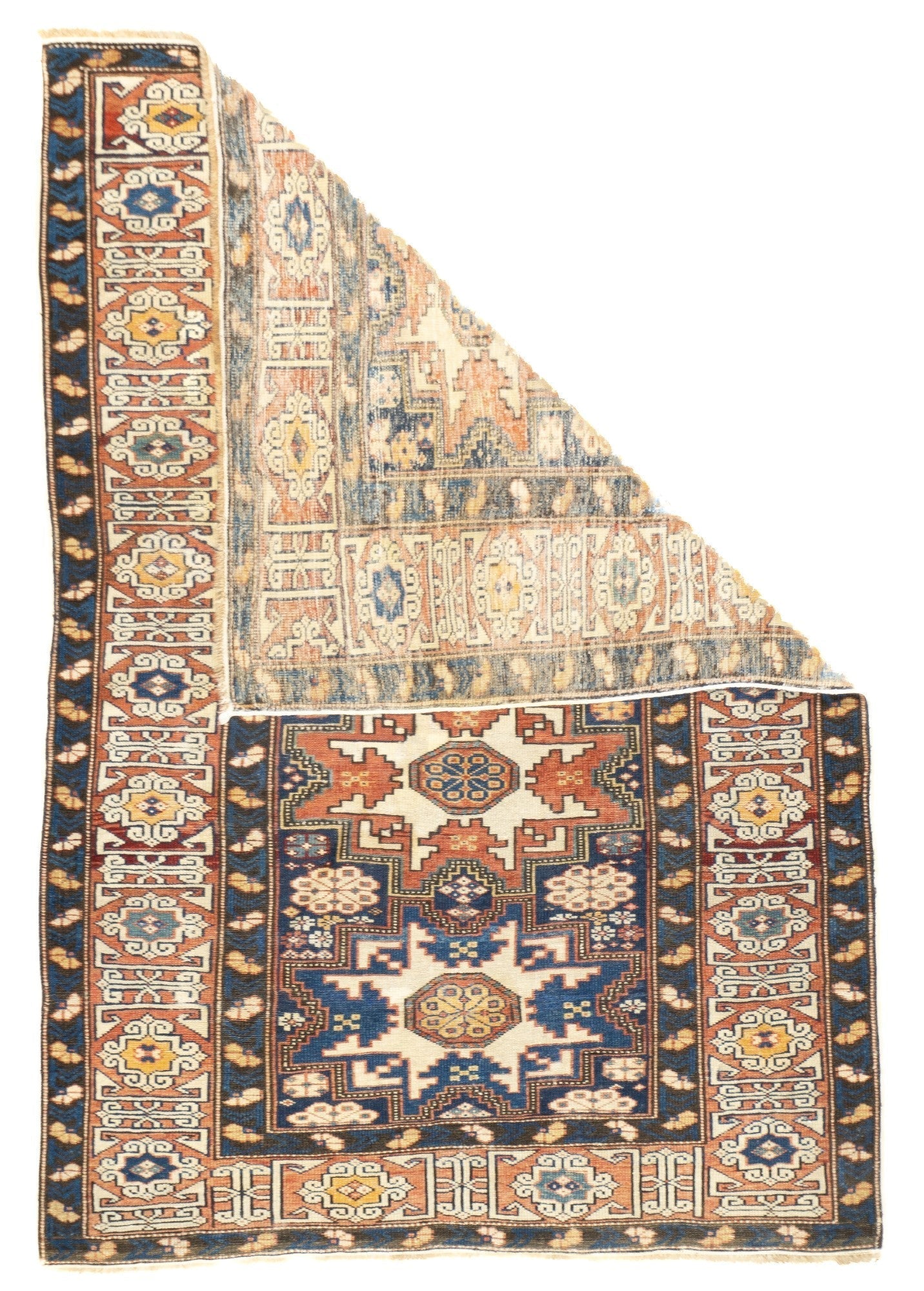 Antique Caucasian Lezgi Rug 3'7'' x 5'1''