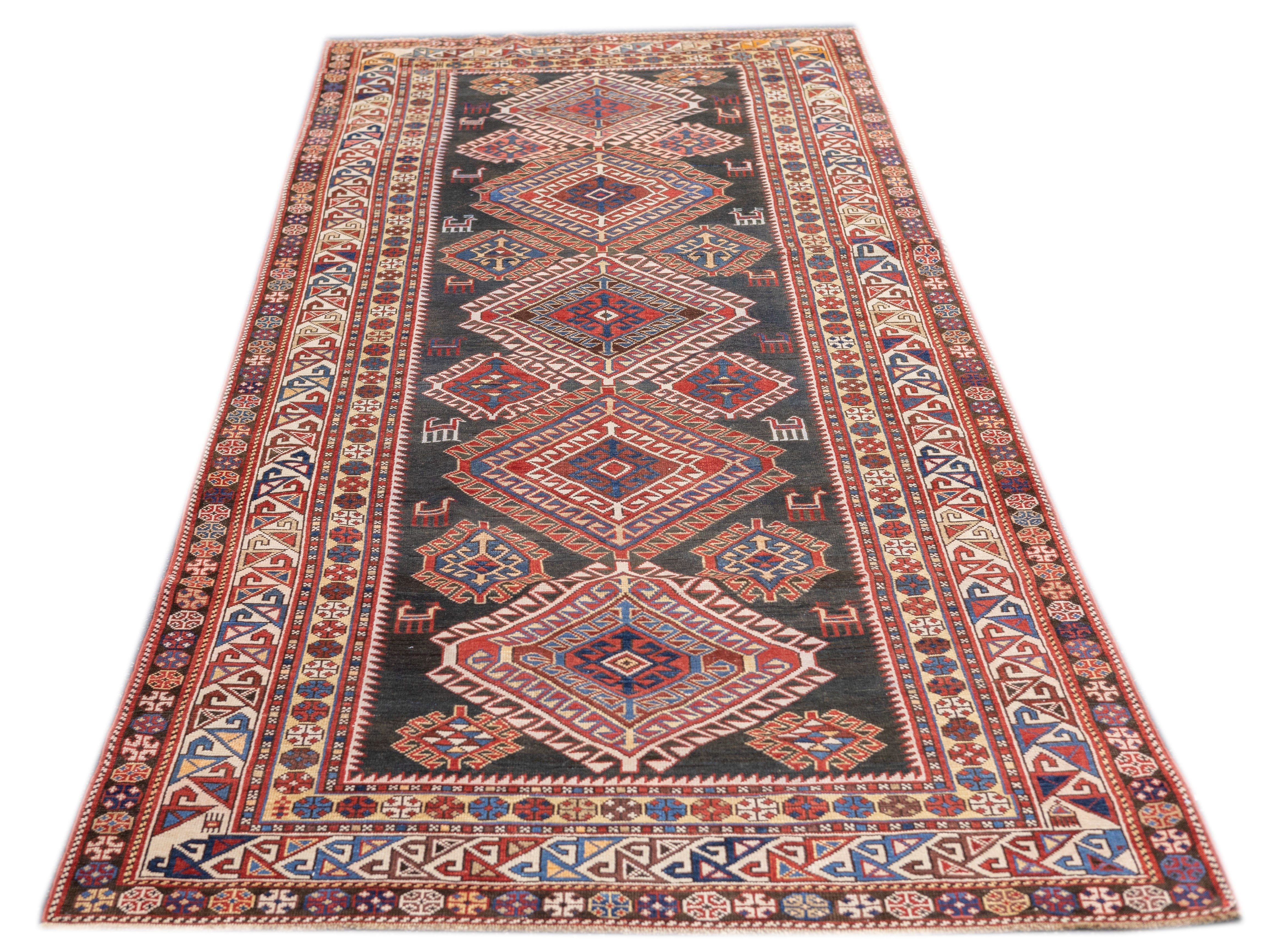 Antique Caucasian Shirvan Rug 4'0" x 9'0"