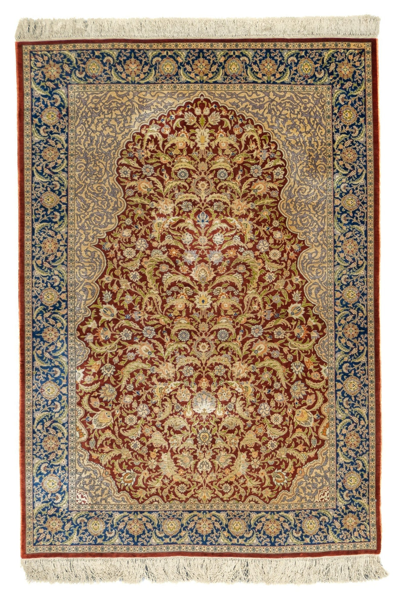 Antique Silk Hereke Rug 4'1'' x 5'11''