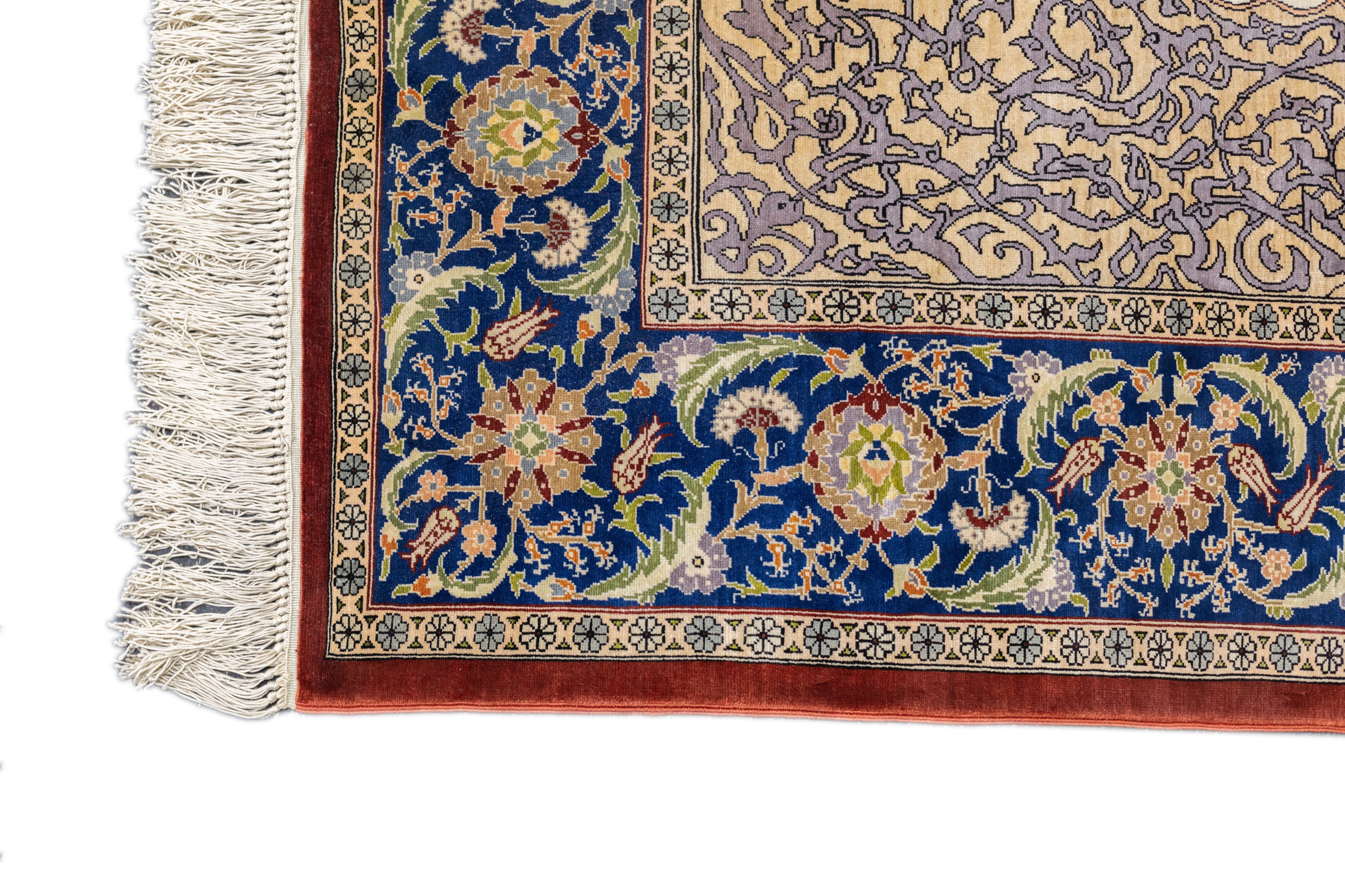 Antique Silk Hereke Rug 4'1'' x 5'11''
