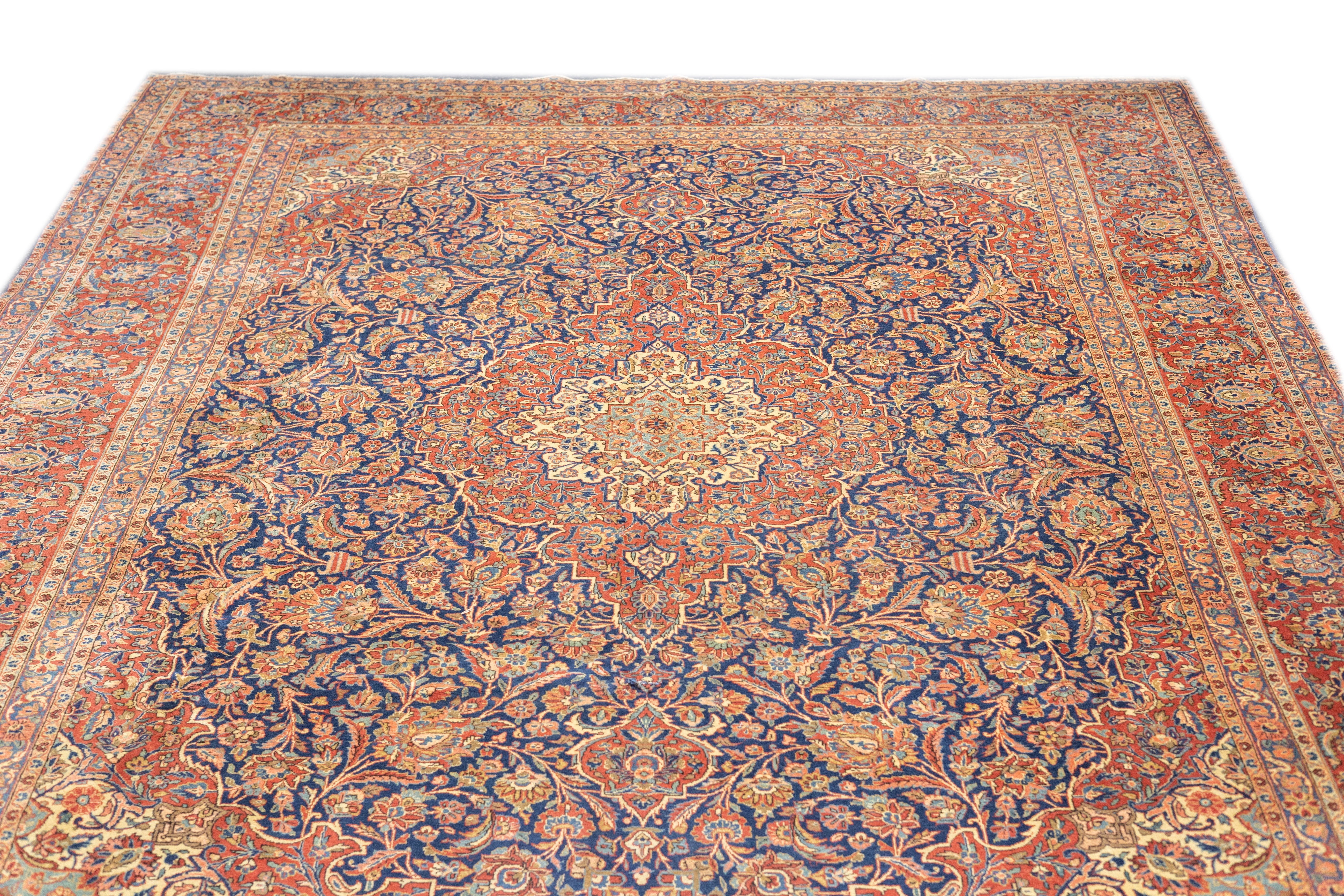 Antique  Kashan Rug 8'8'' x 11'4''