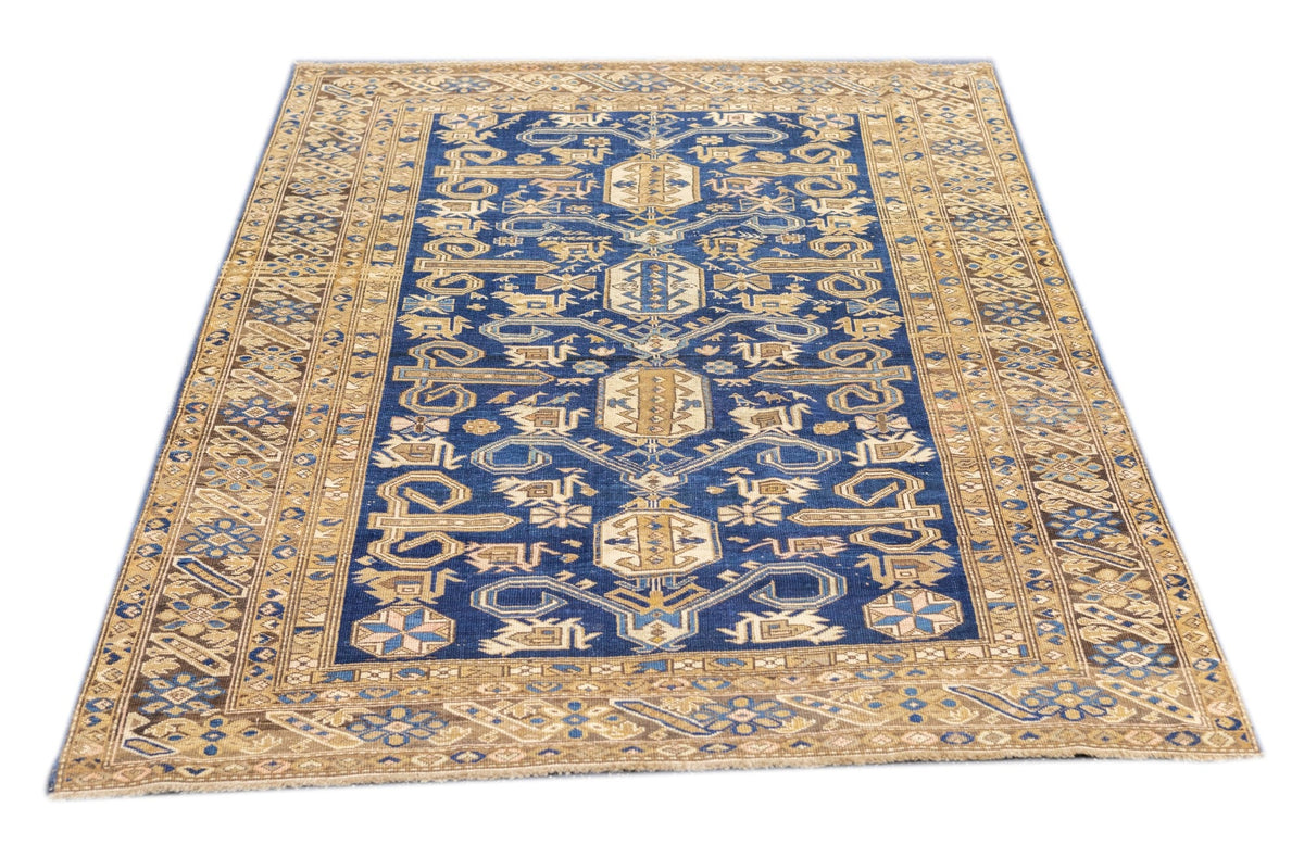 Antique Caucasian Perpedil Rug 4'8'' x 6'6''