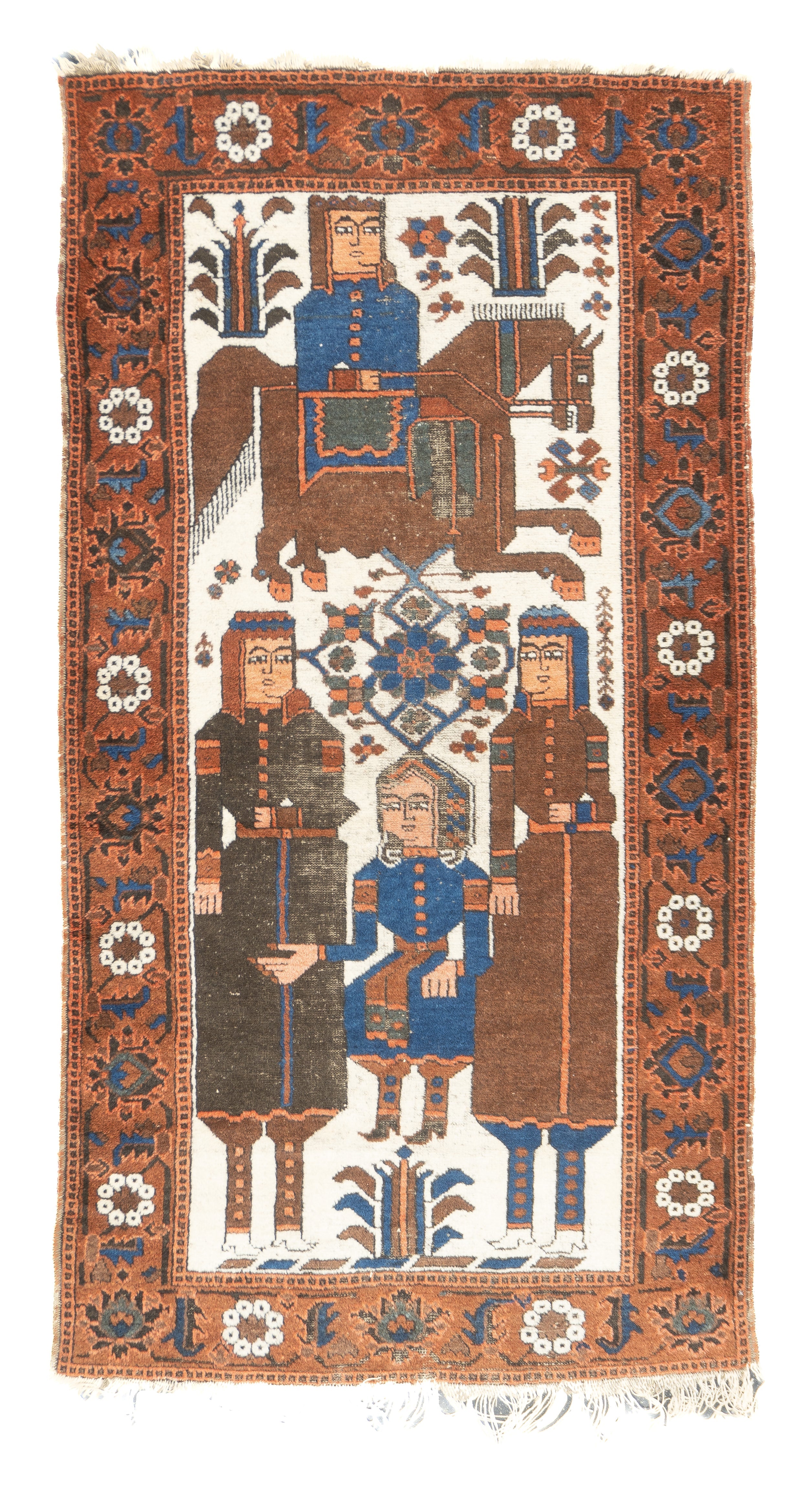 Antique Persian Pictoral Afshar 3'11'' x 7'2''