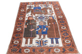 Antique  Pictoral Afshar Rug 3'11'' x 7'2''