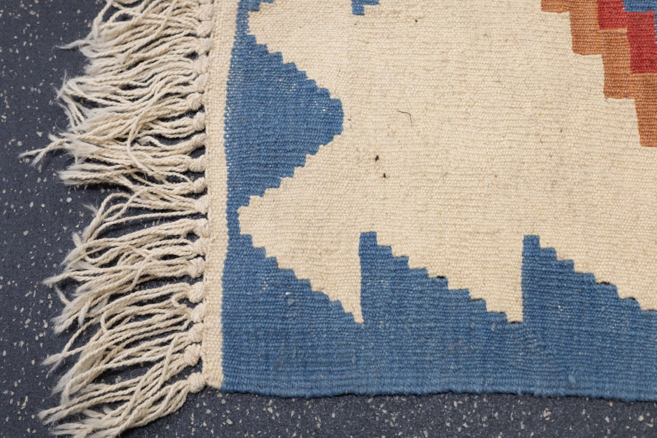 Fine Turkish Tribal Kilim Flat Weave Wool Rug 2'11" x 3' 7''