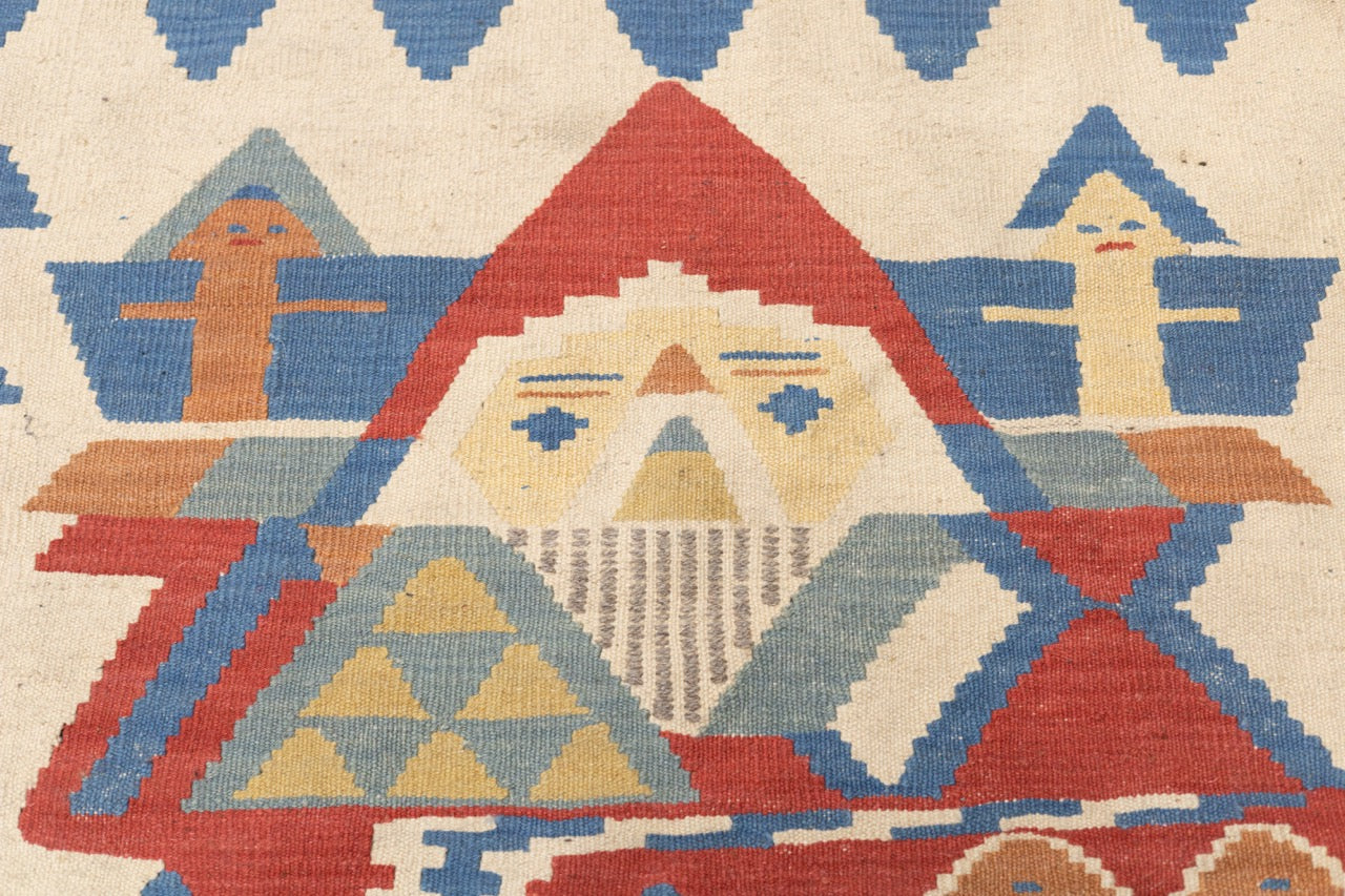 Fine Turkish Tribal Kilim Flat Weave Wool Rug 2'11" x 3' 7''