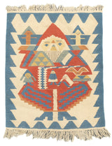 Fine Turkish Tribal Kilim Flat Weave Wool Rug 2'11" x 3' 7''