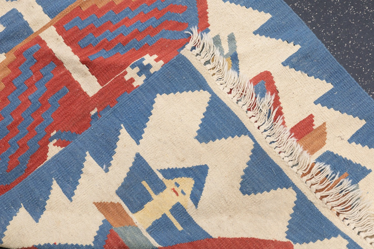 Fine Turkish Tribal Kilim Flat Weave Wool Rug 2'11" x 3' 7''