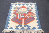 Fine Turkish Tribal Kilim Flat Weave Wool Rug 2'11" x 3' 7''