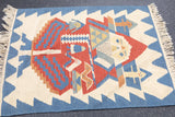 Fine Turkish Tribal Kilim Flat Weave Wool Rug 2'11" x 3' 7''