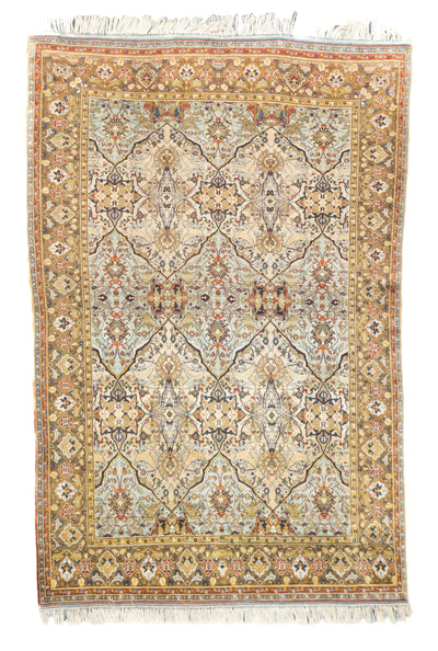 Extremely Fine Antique Silk Rug 4' 10