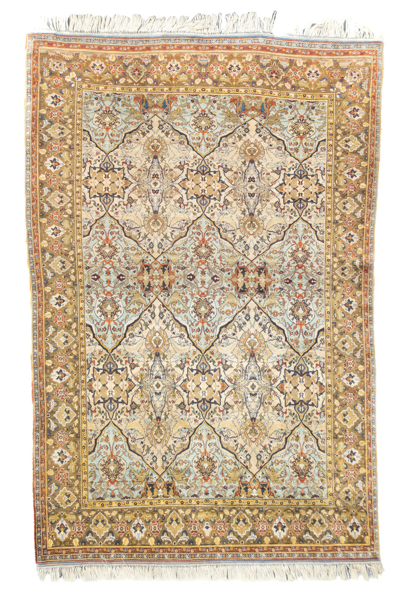 Extremely Fine Antique Silk Rug 4' 10