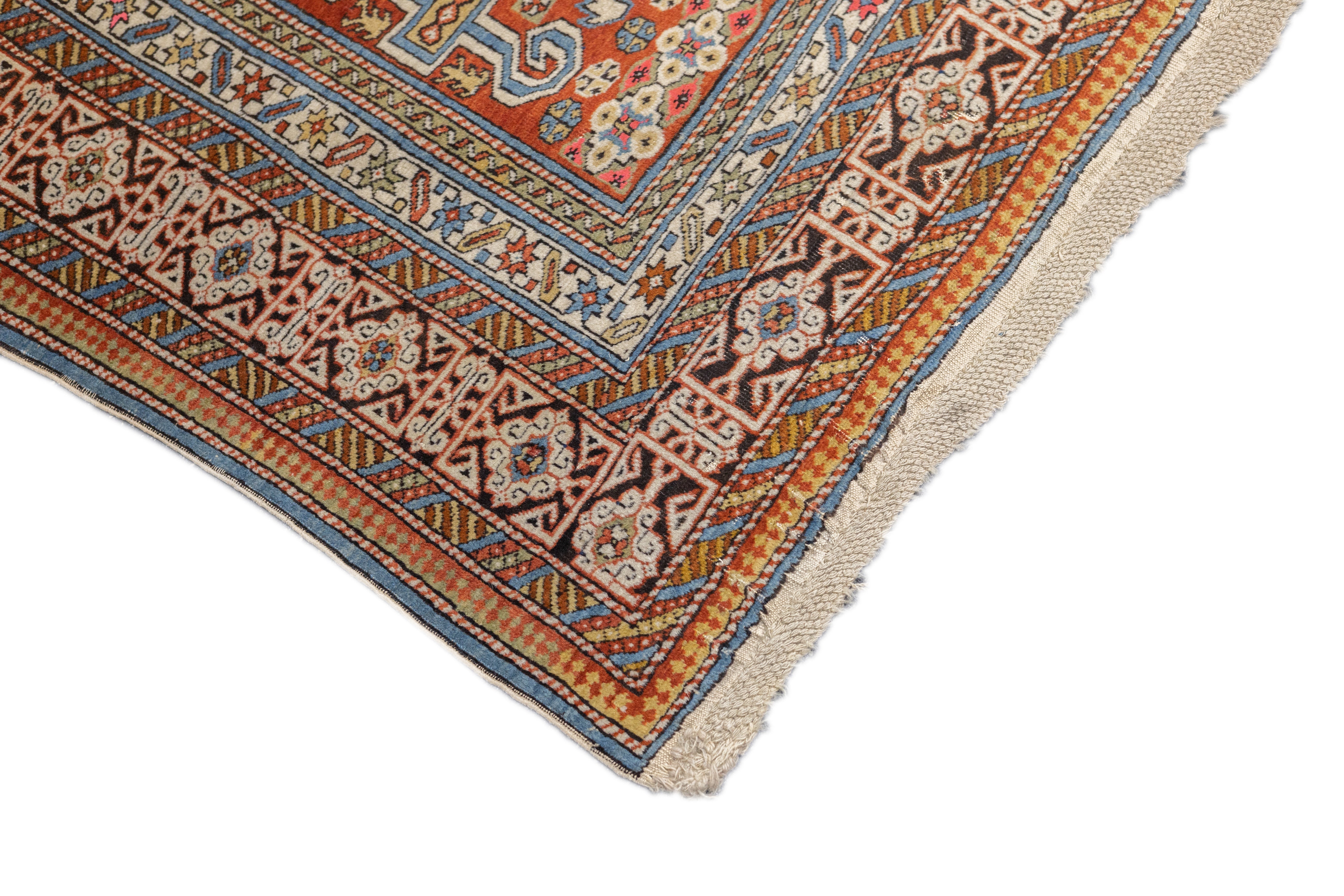 Antique Caucasian Perpedil Rug 5' x 5'7''