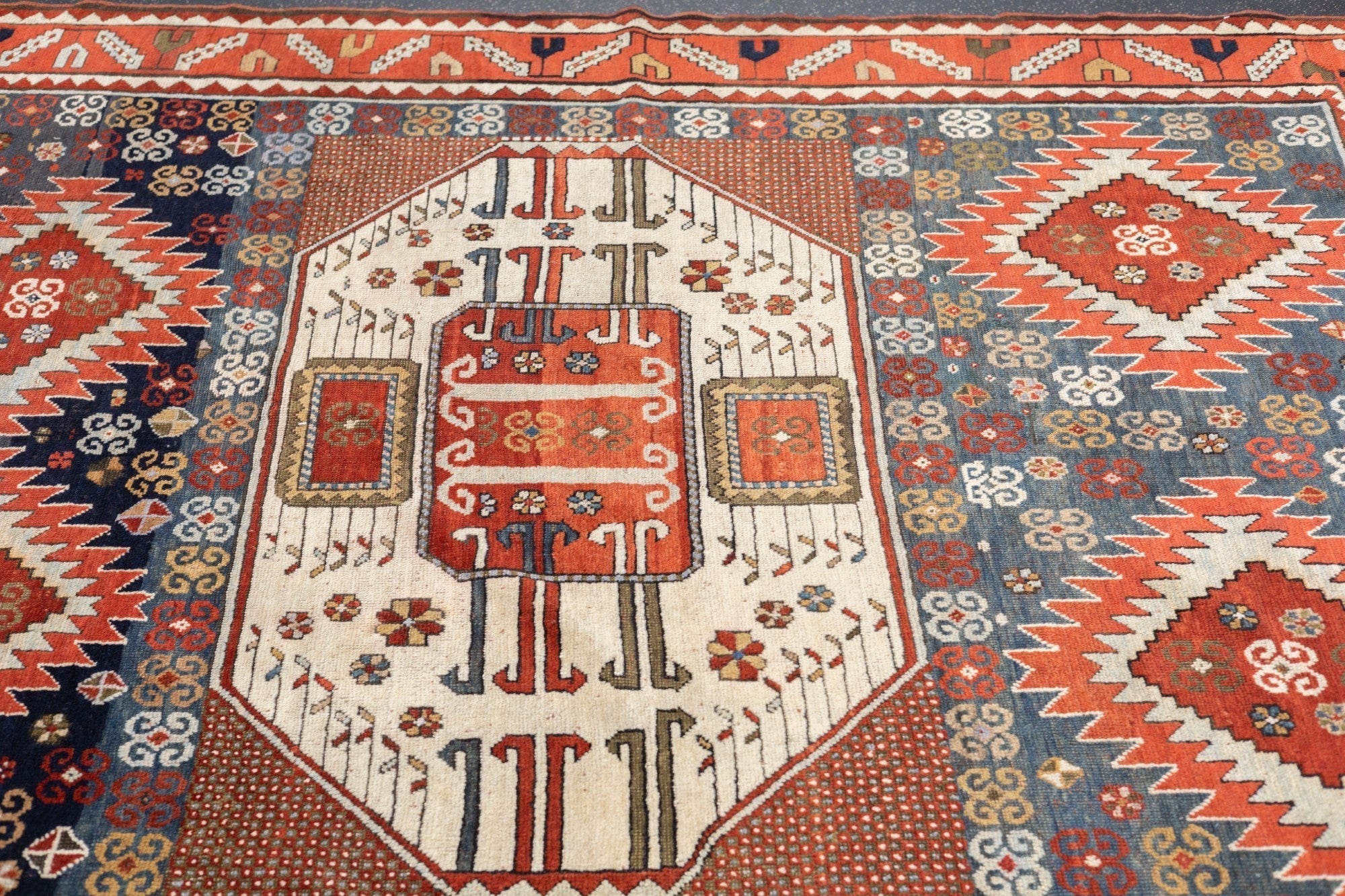 Antique Caucasian Kazak Rug 6'8'' x 7'11''