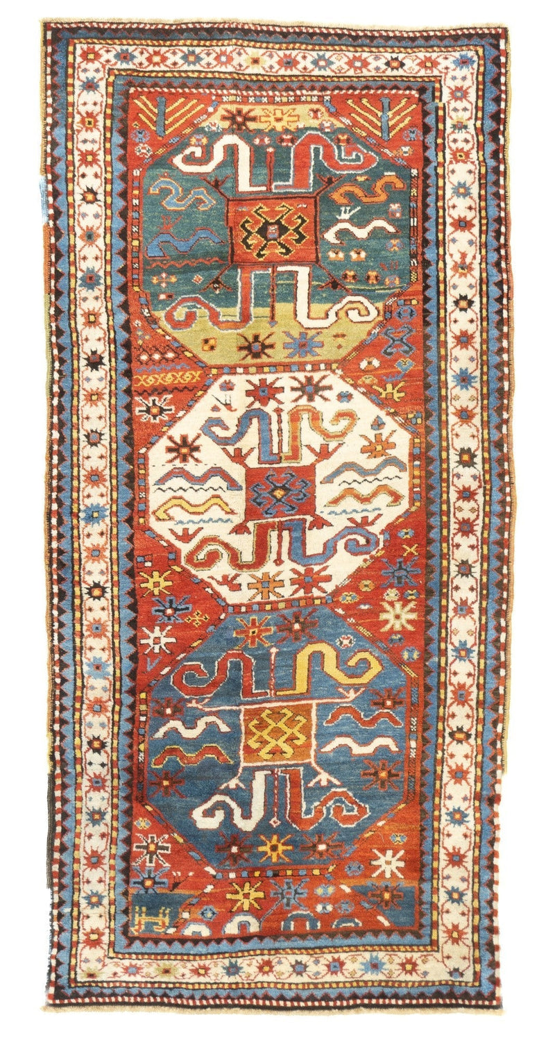 Antique Cloudband Kazak Rug 3'9'' x 7'9''