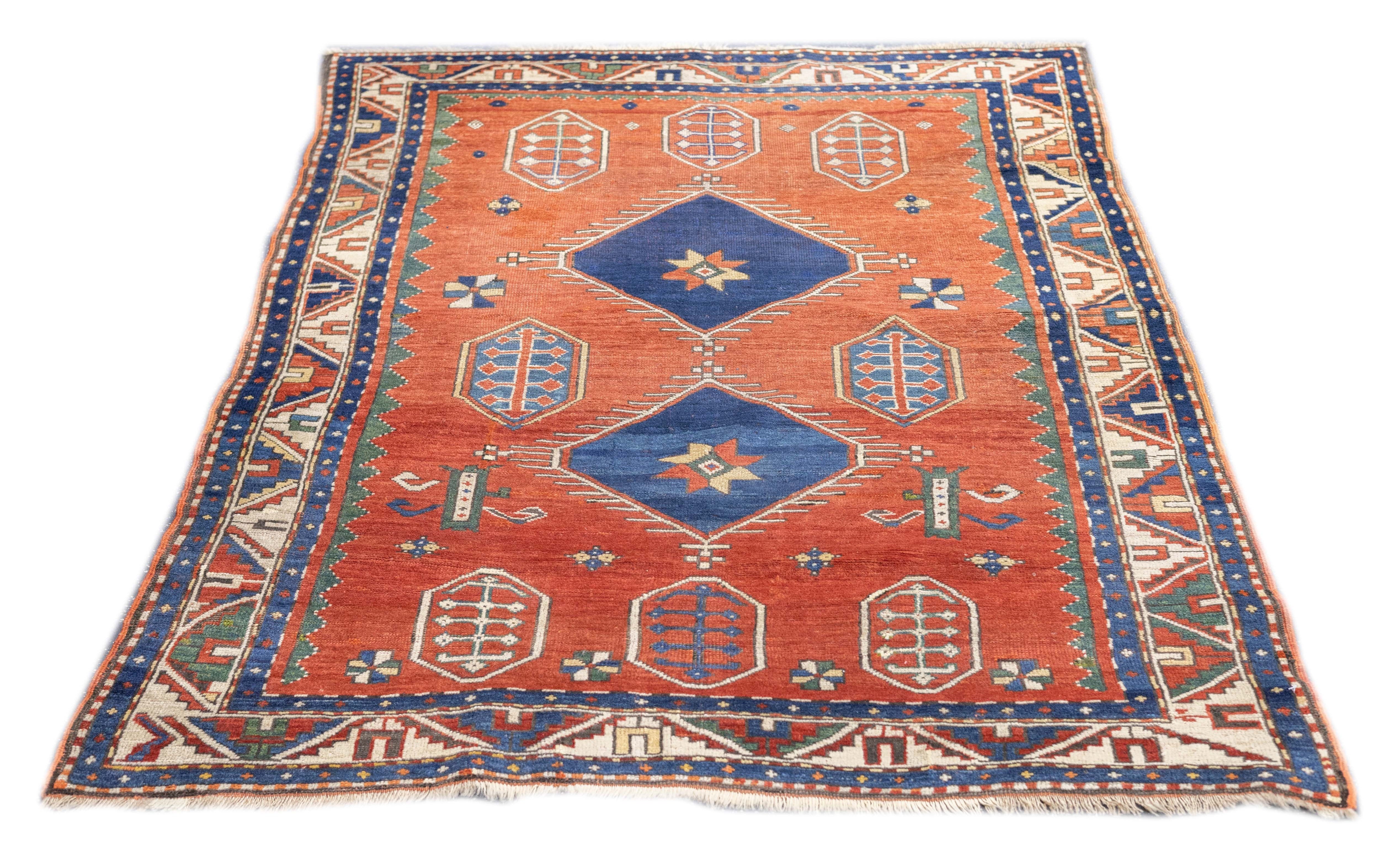 Antique Kazak Rug 4'3'' x 5'7''