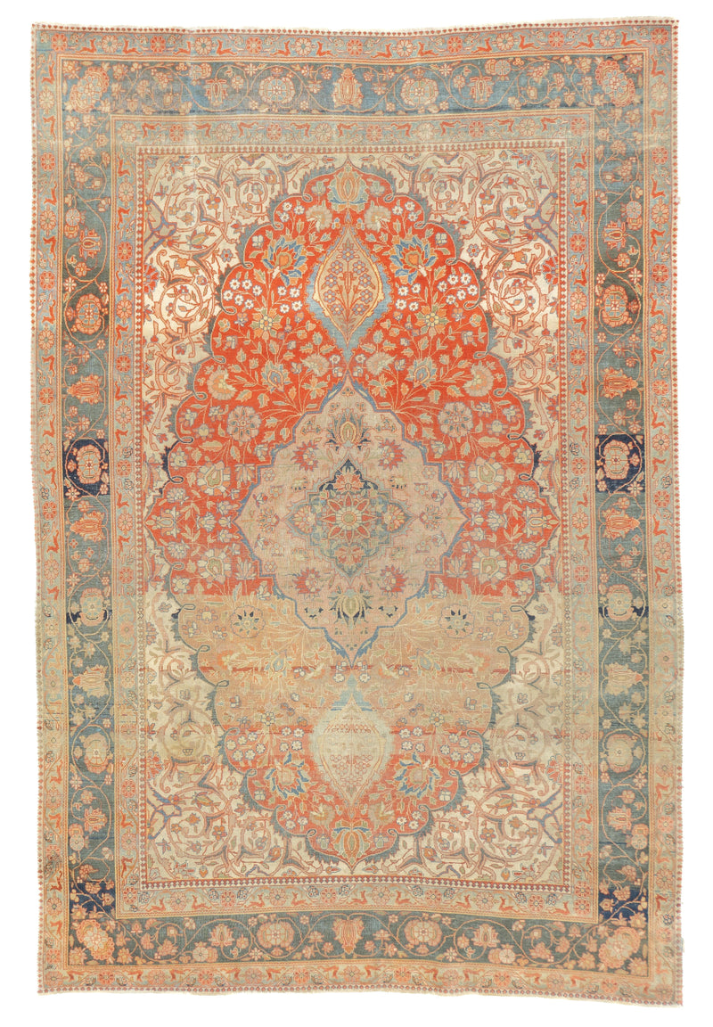 Antique Mohtasham Kashan Rug 4'4'' x 6'5''