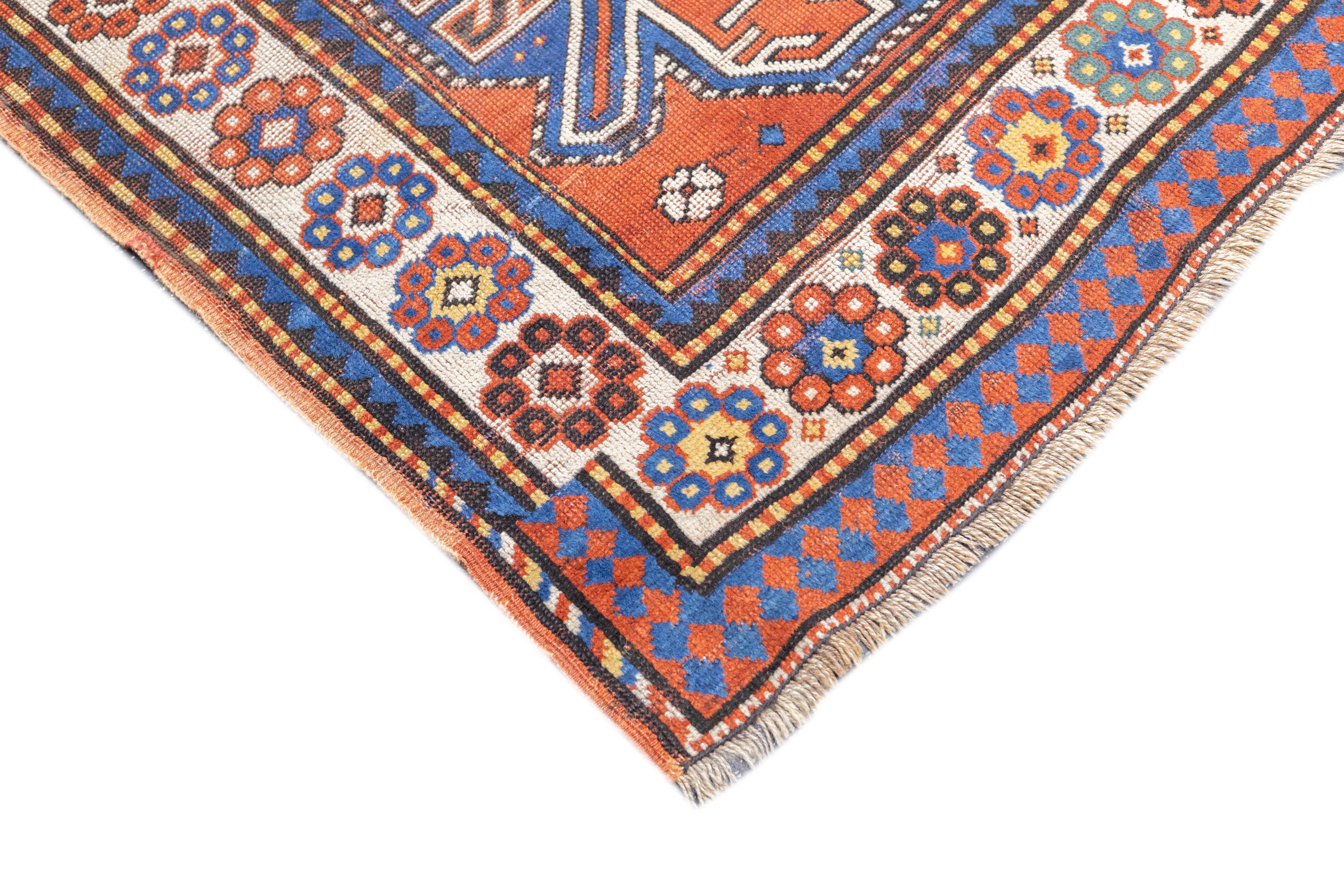 Antique Caucasian Kazak Rug 3'5'' x 6'3''