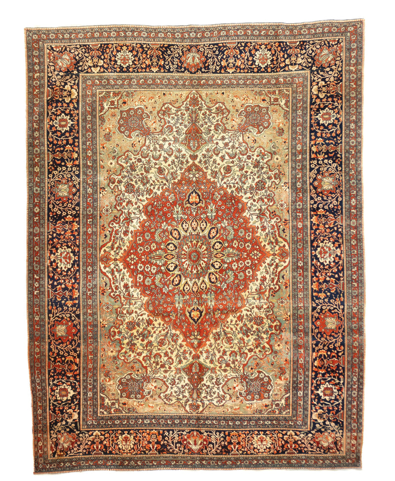 Antique Mohtasham Kashan Rug 8'7'' x 11'4''