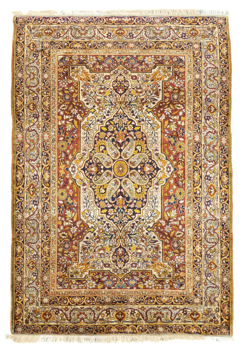Antique Silk Kerman Rug 4'5'' x 6'3''