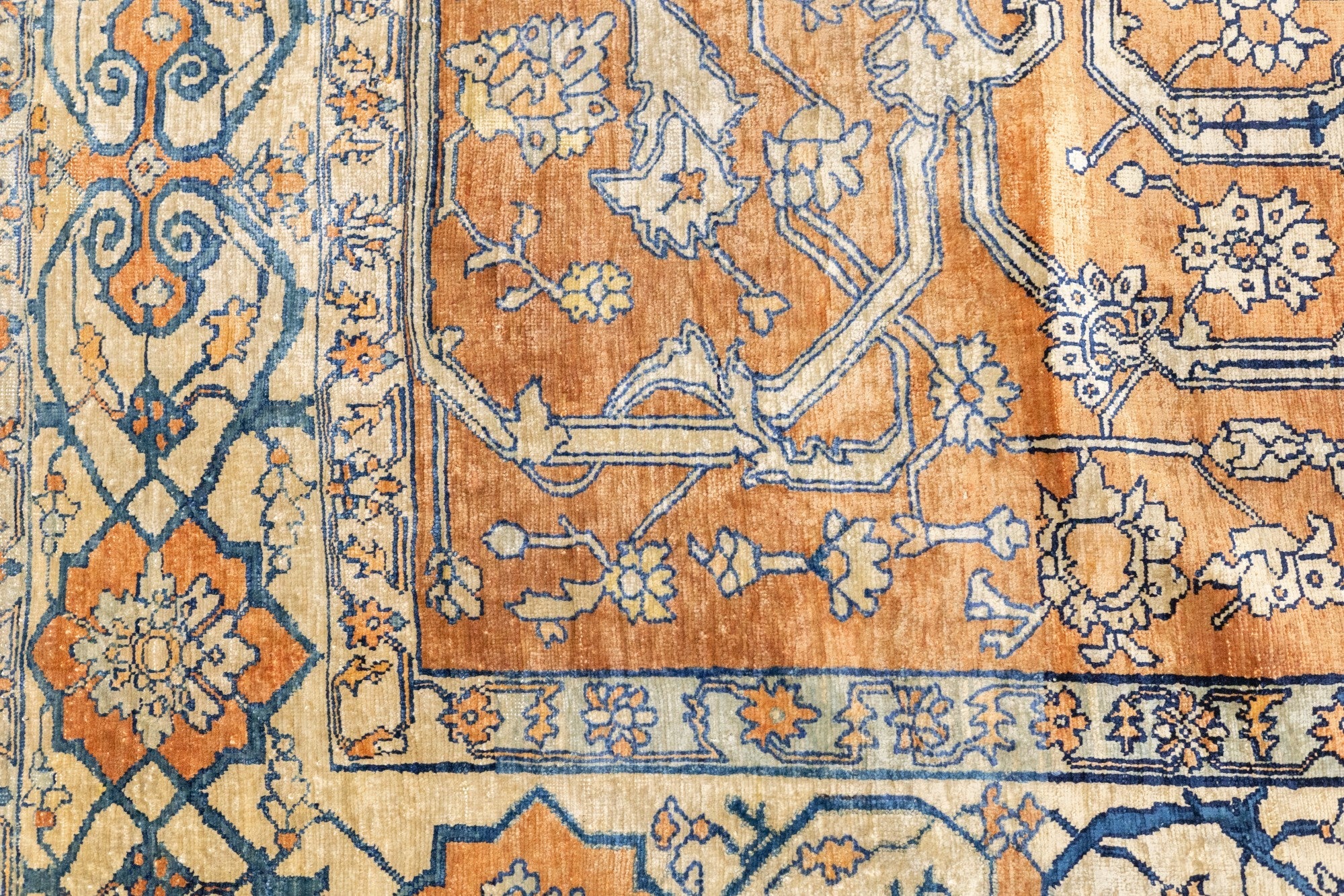 Antique Silk  Heriz Rug 4' 6" x 5' 10"