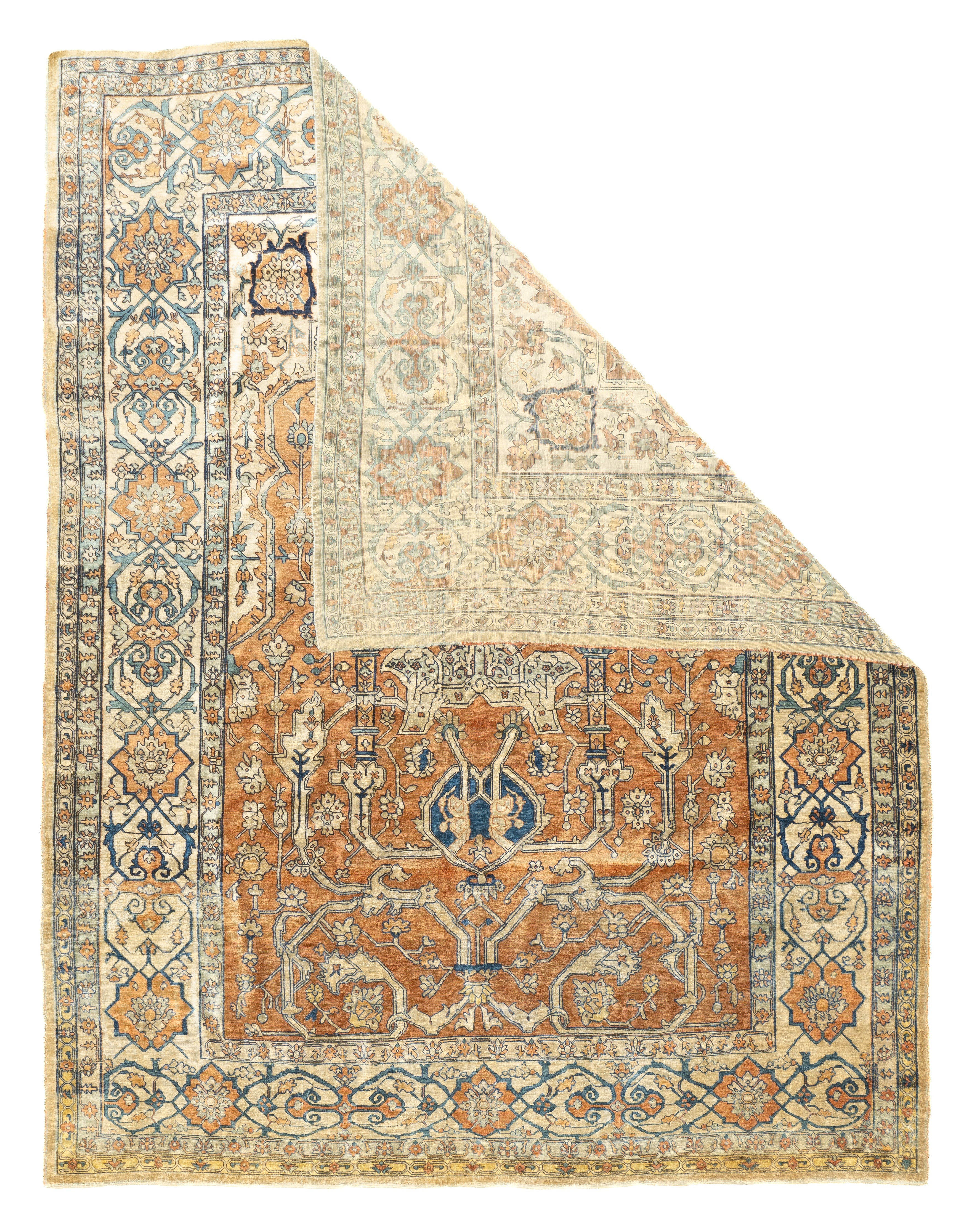 Antique Silk  Heriz Rug 4' 6" x 5' 10"