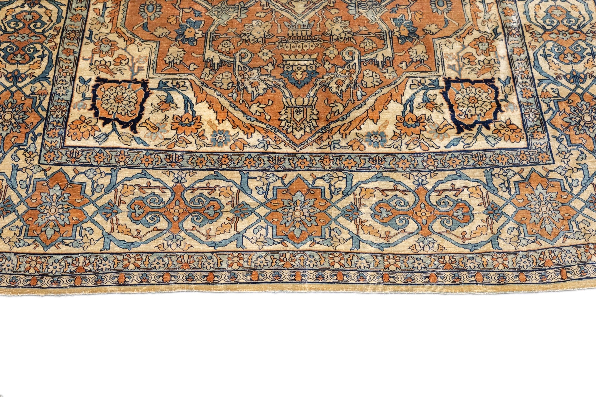 Antique Silk  Heriz Rug 4' 6" x 5' 10"