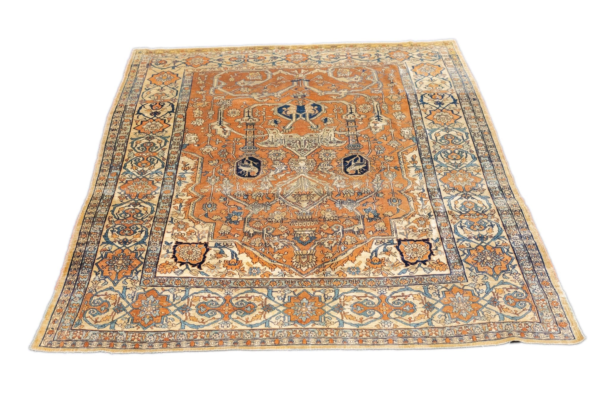 Antique Silk  Heriz Rug 4' 6" x 5' 10"