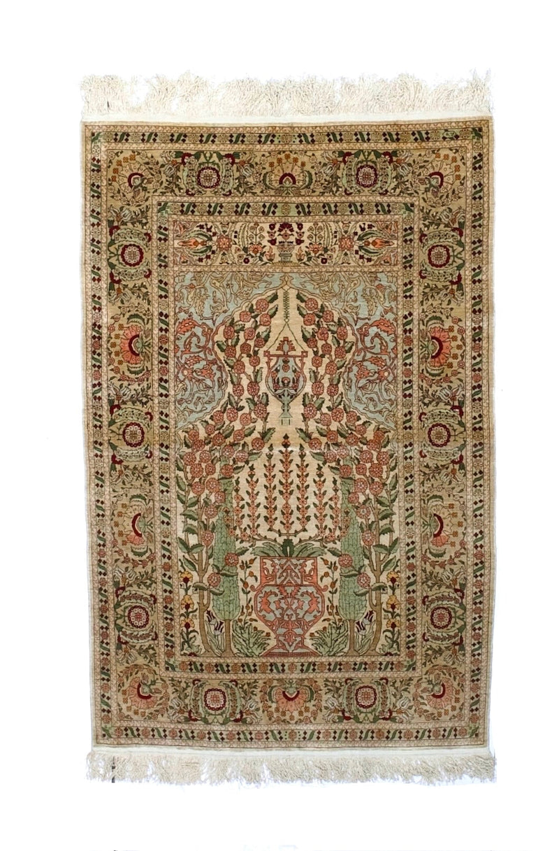Antique Silk Hereke Rug 3' 4'' x 5' 1