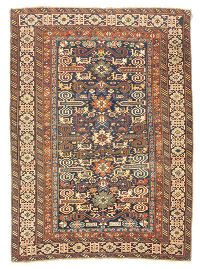 Antique Caucasian Perpedil Rug 3'7'' x 4'10''