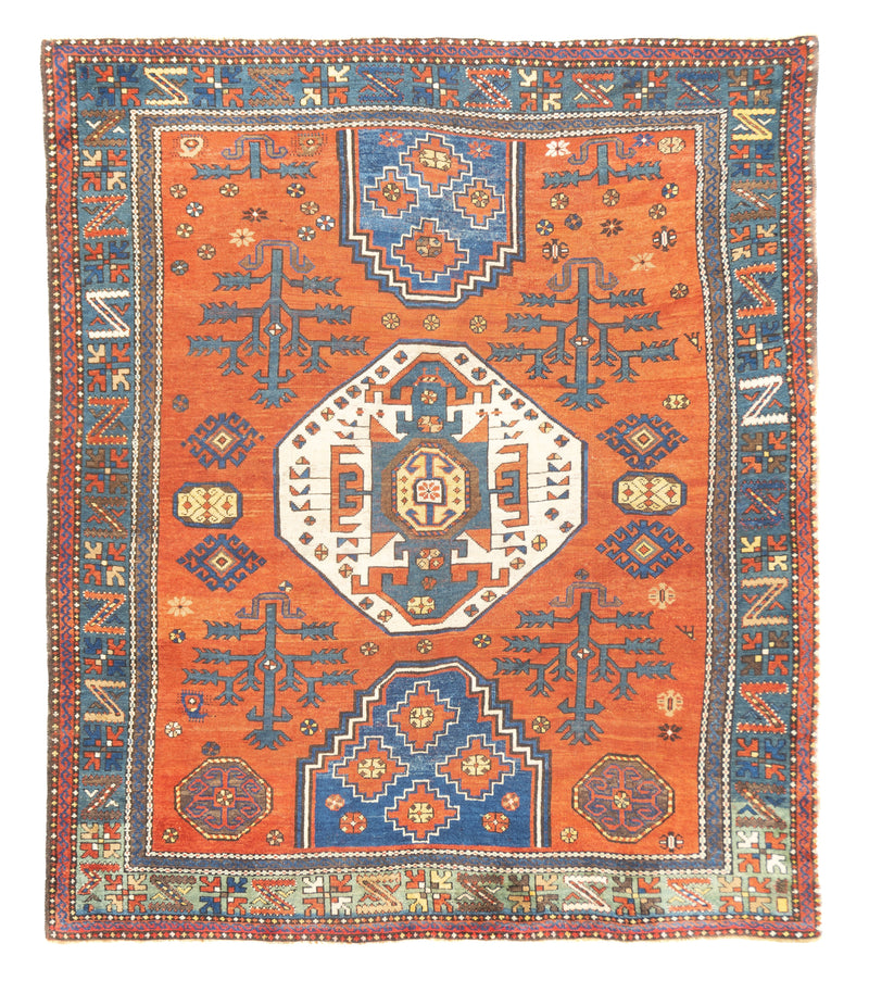 Fine Antique Caucasian Kazak Rug 6'7'' x 7'4''