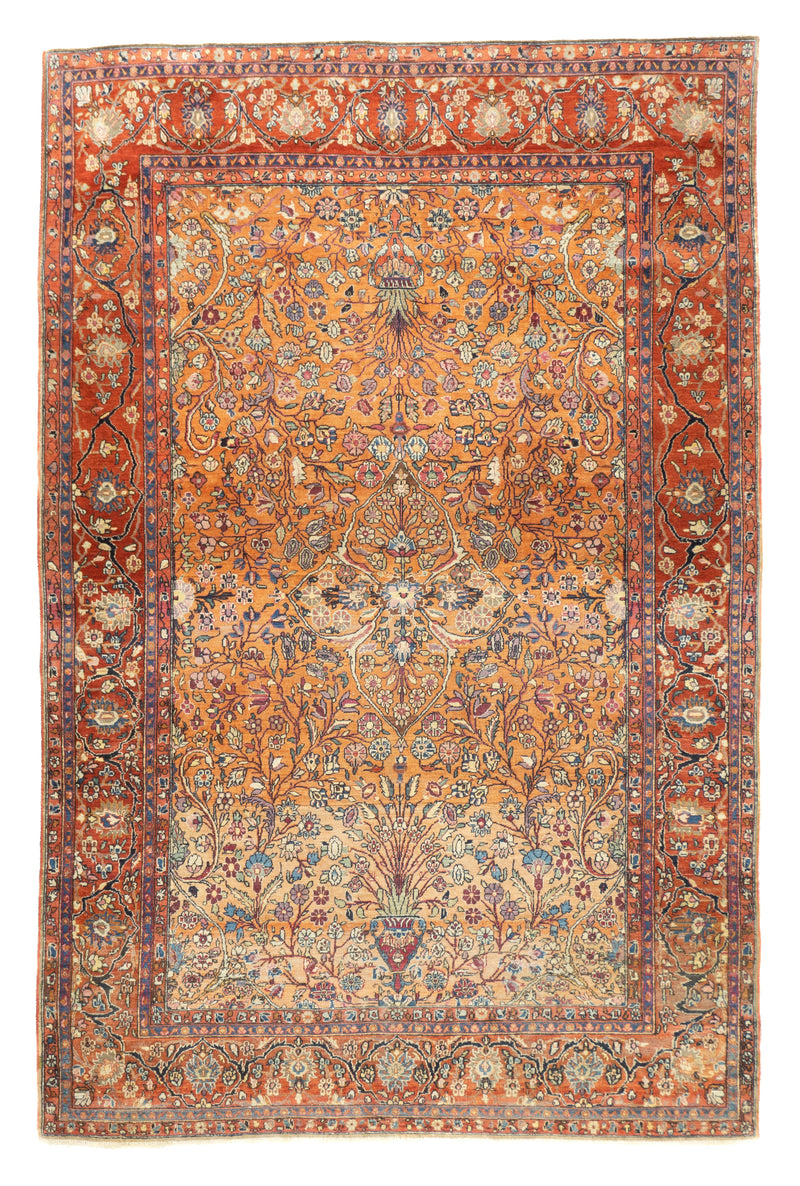 Antique  Kashan Rug 4'6'' x 6'9''