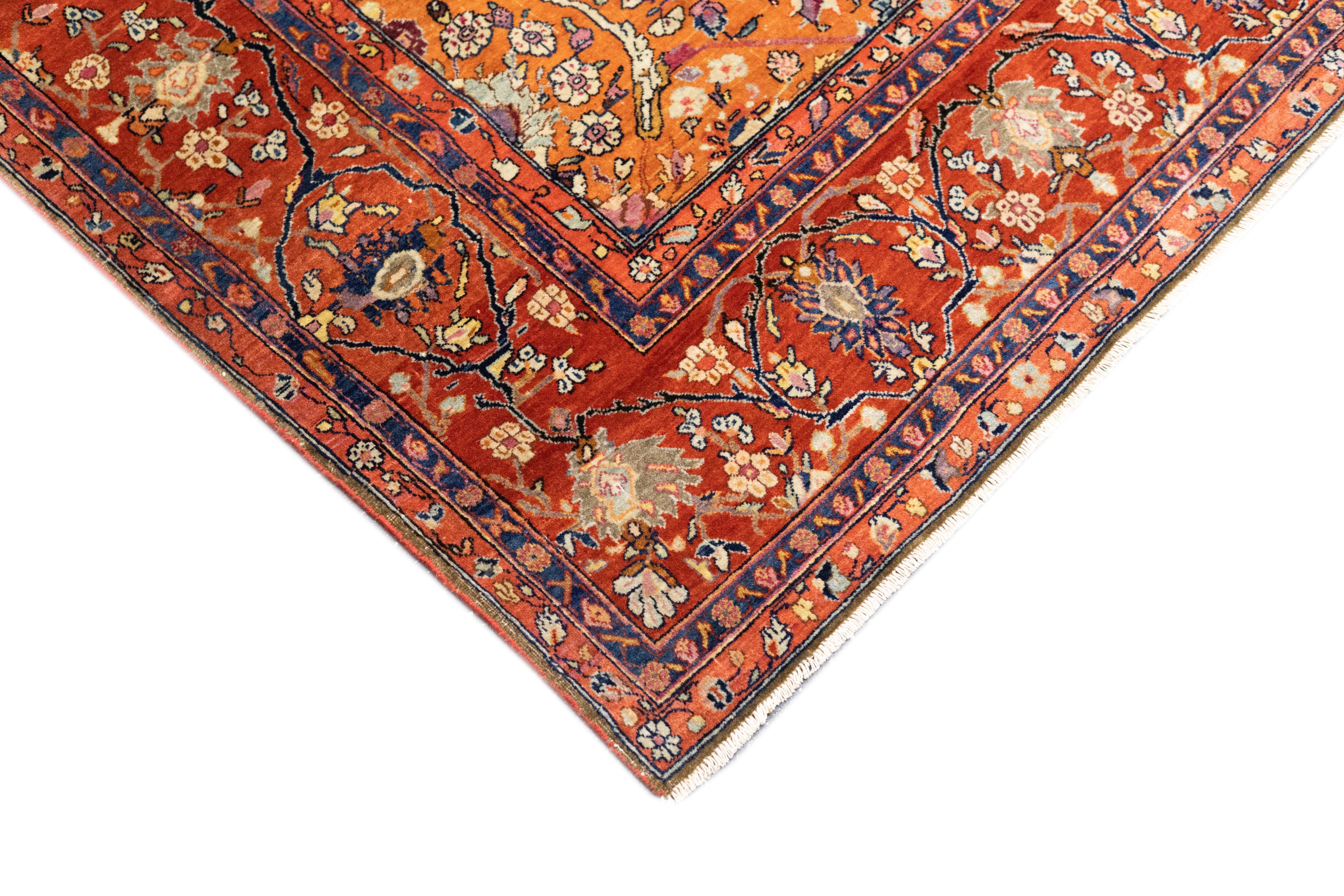 Antique  Kashan Rug 4'6'' x 6'9''