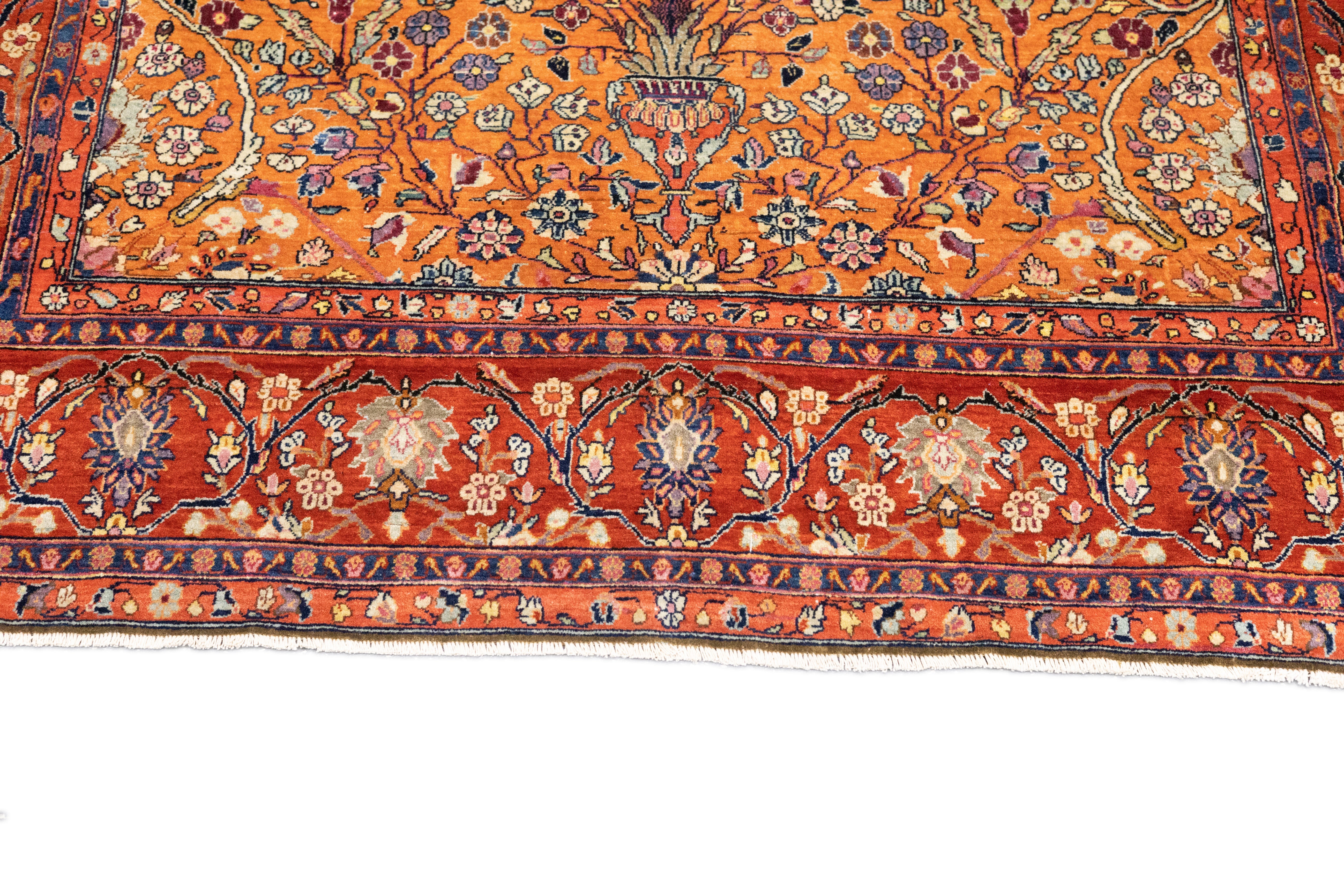 Antique  Kashan Rug 4'6'' x 6'9''