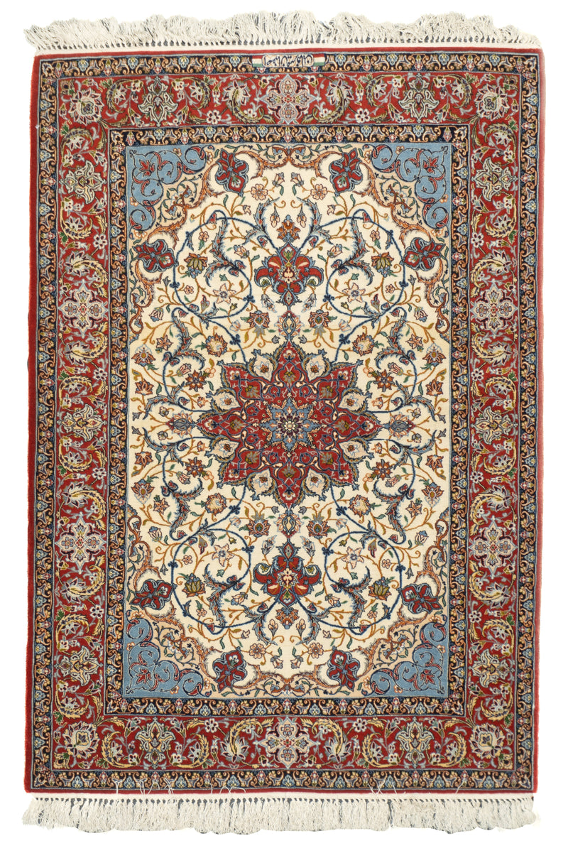 Extremely Fine Isfahan Wool & Silk Rug 3'8'' x 5'3''