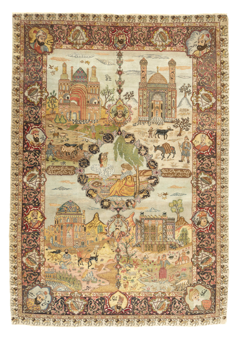 Fine Antique  Pictorial Tabriz Rug 5'8'' x 8'6''