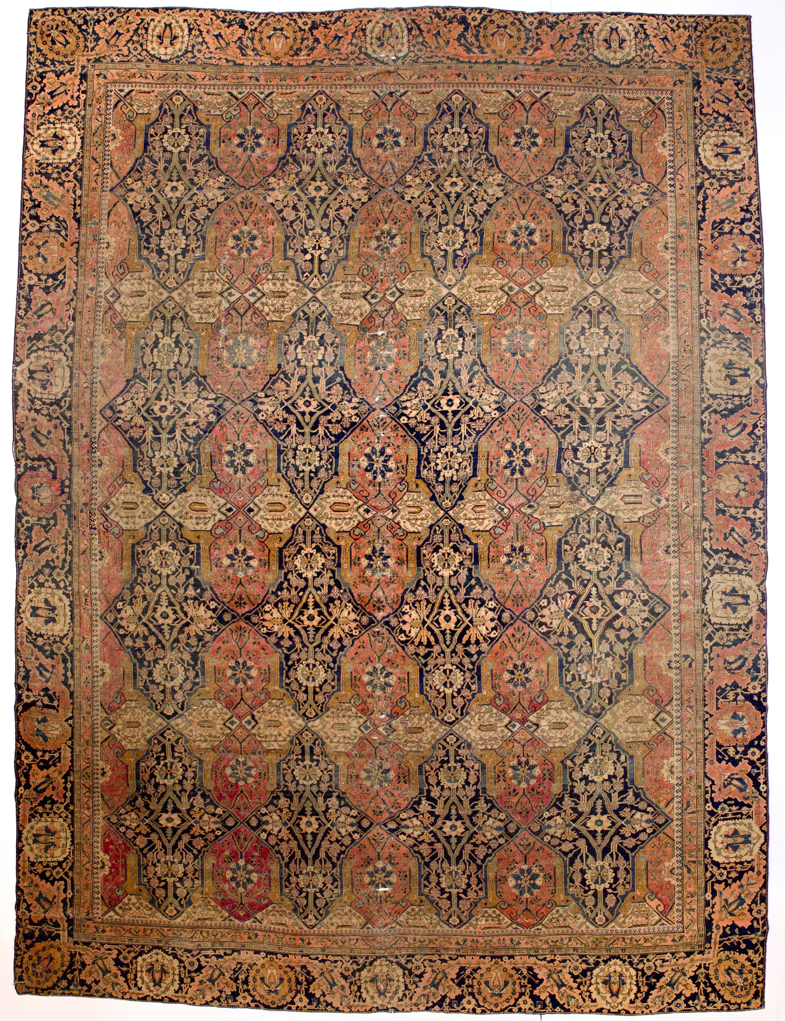 Antique Mohtasham Kashan Rug 9' 2" x 12' 5''
