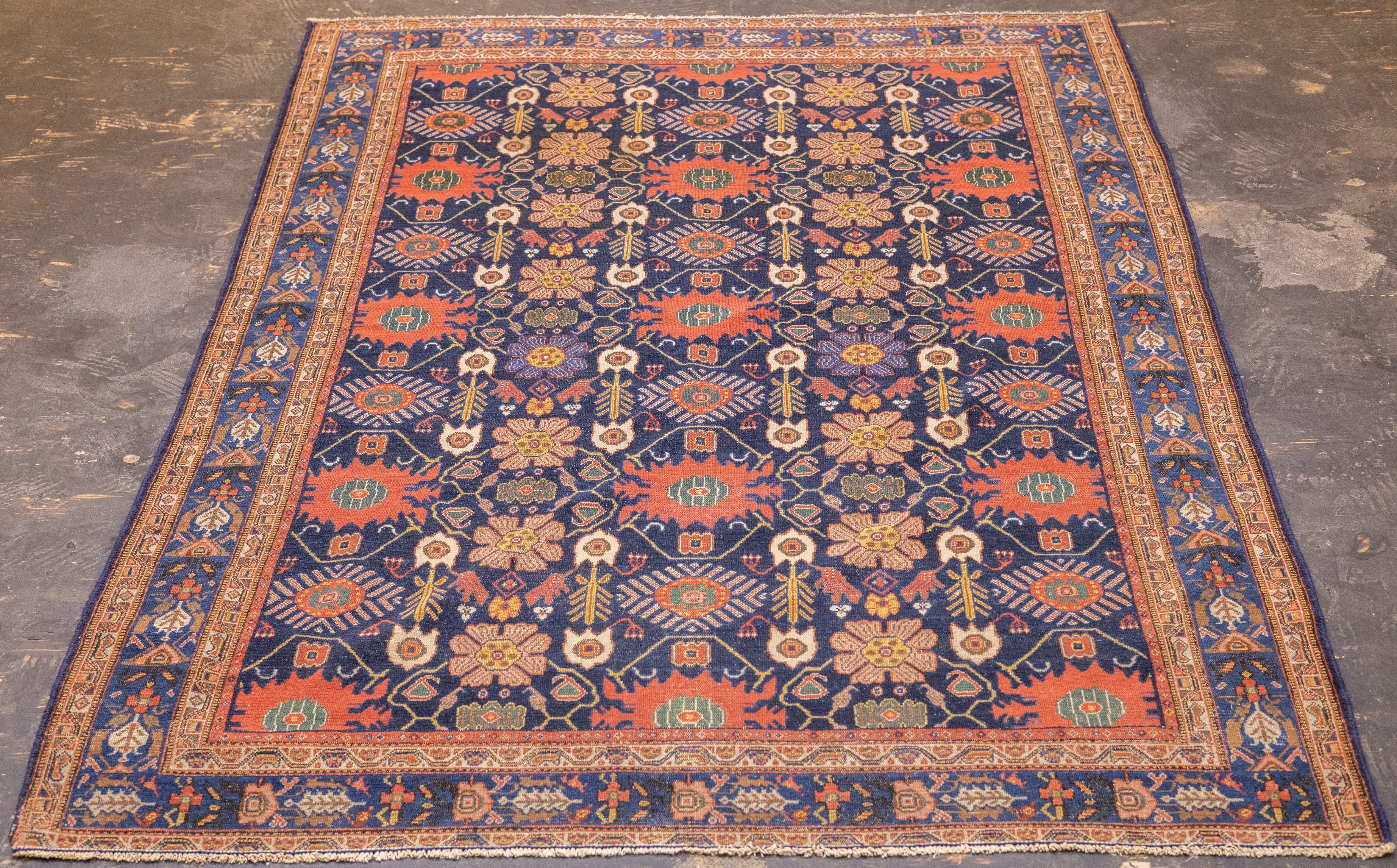 Fine Antique  Senneh Wool Rug 4' 6" x 6' 5"