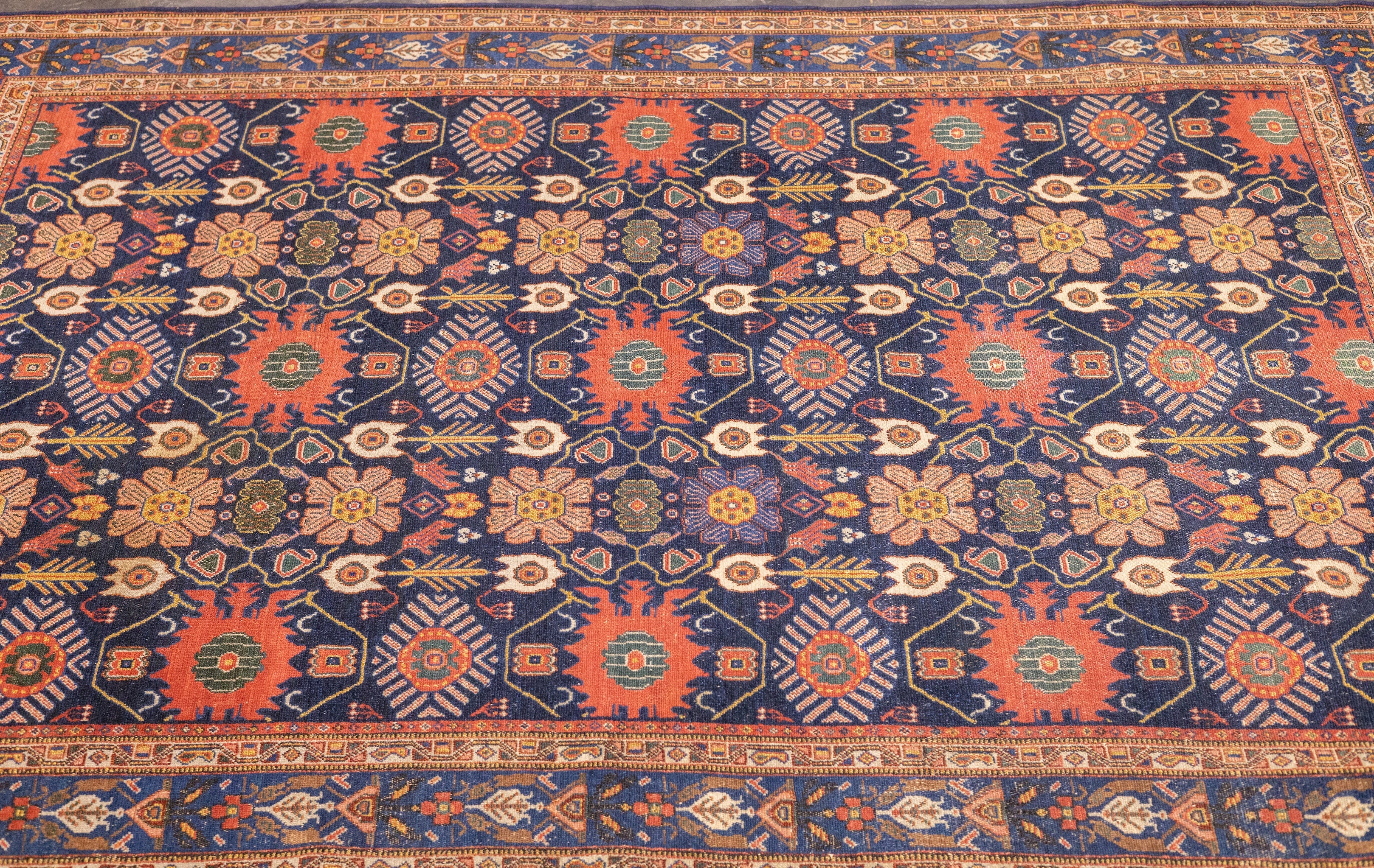 Fine Antique  Senneh Wool Rug 4' 6" x 6' 5"