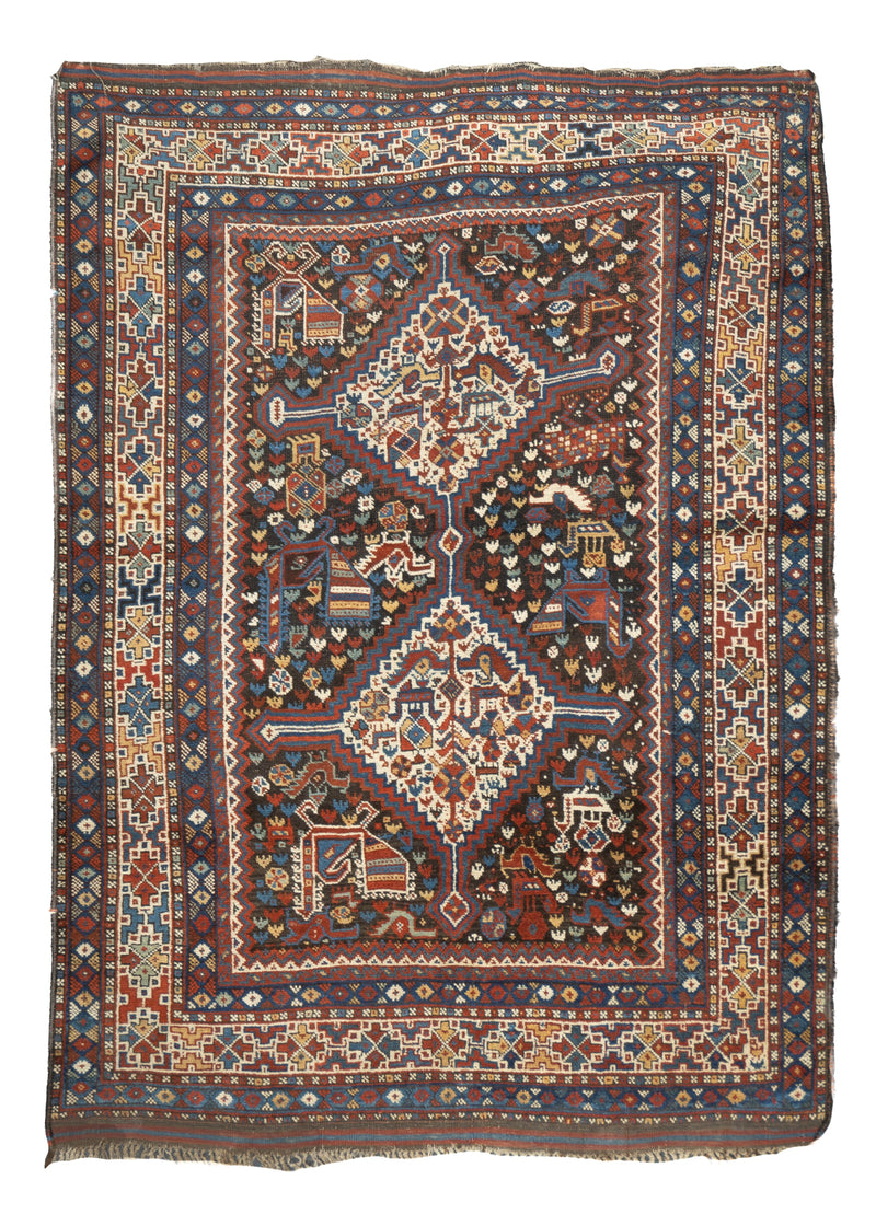 Antique Qashqai Rug 4'7'' x 6'5''